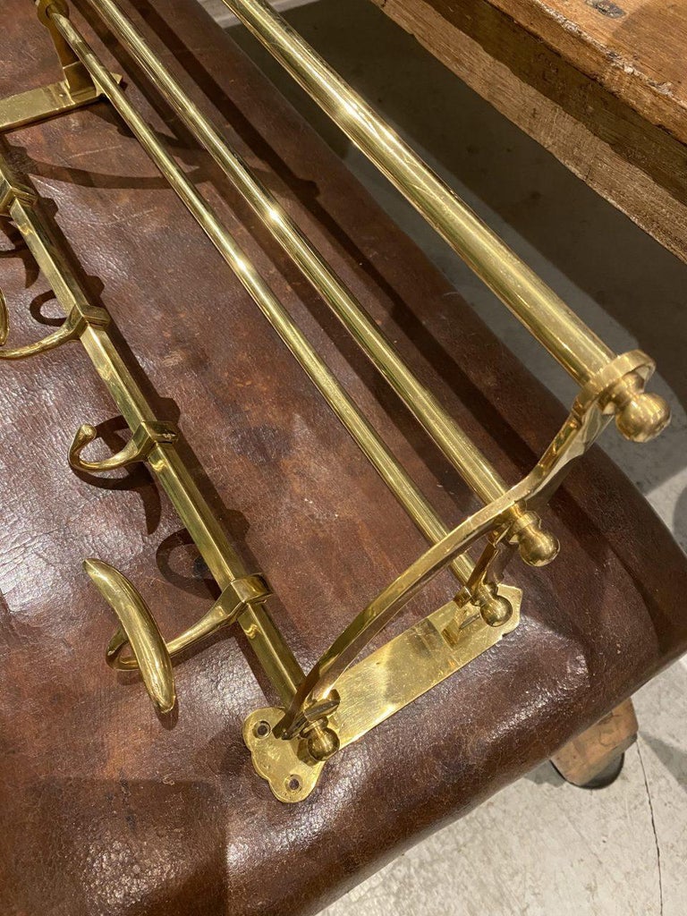 Early 20th Century Long French Brass Hat and Coat Rack at 1stDibs