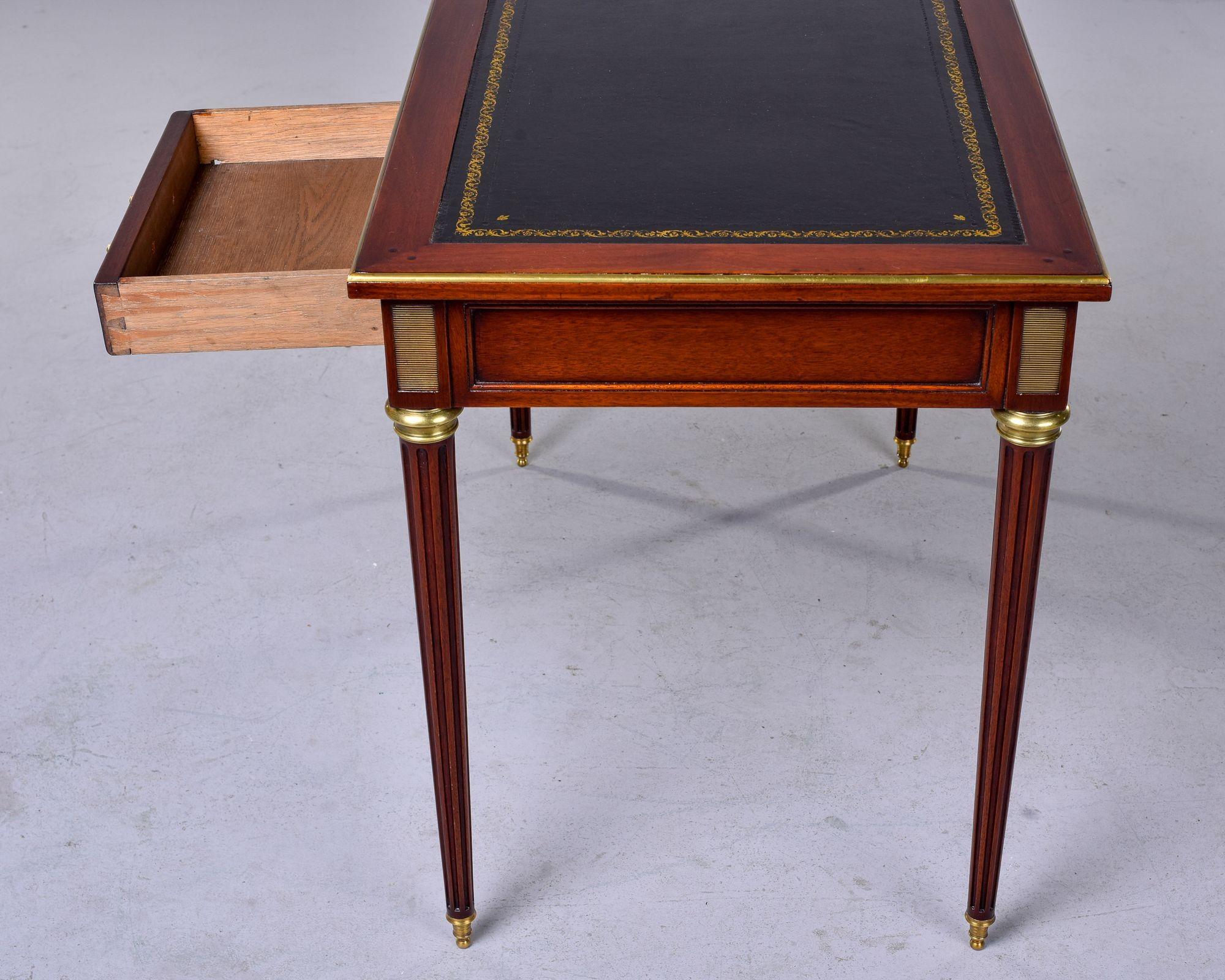 Brass Early 20th C Louis Philippe Style Writing Desk with Leather Top