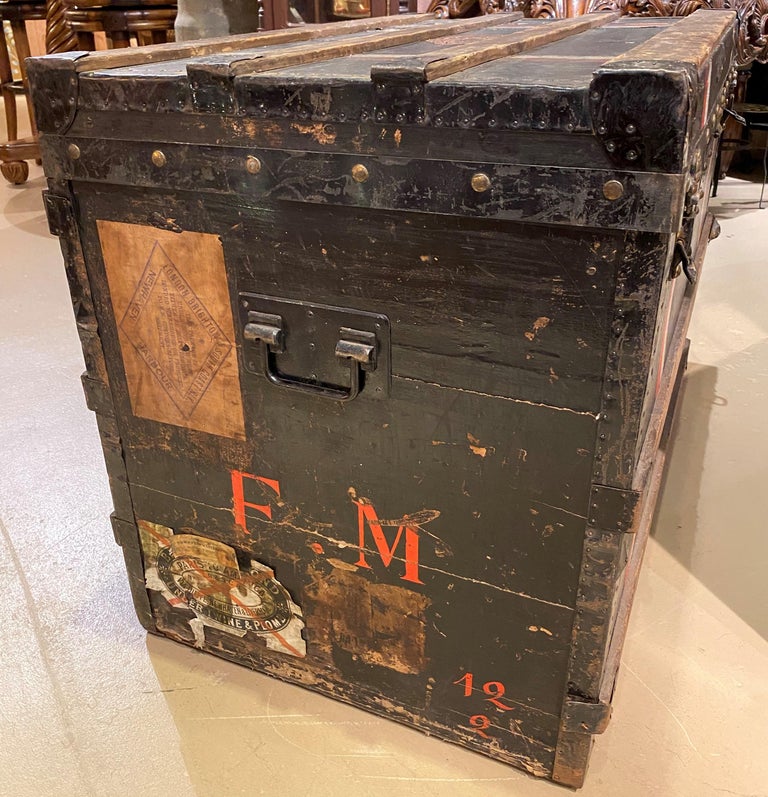 Early 20th c Louis Vuitton Steamer Trunk with Interior Label and Serial  Number For Sale at 1stDibs