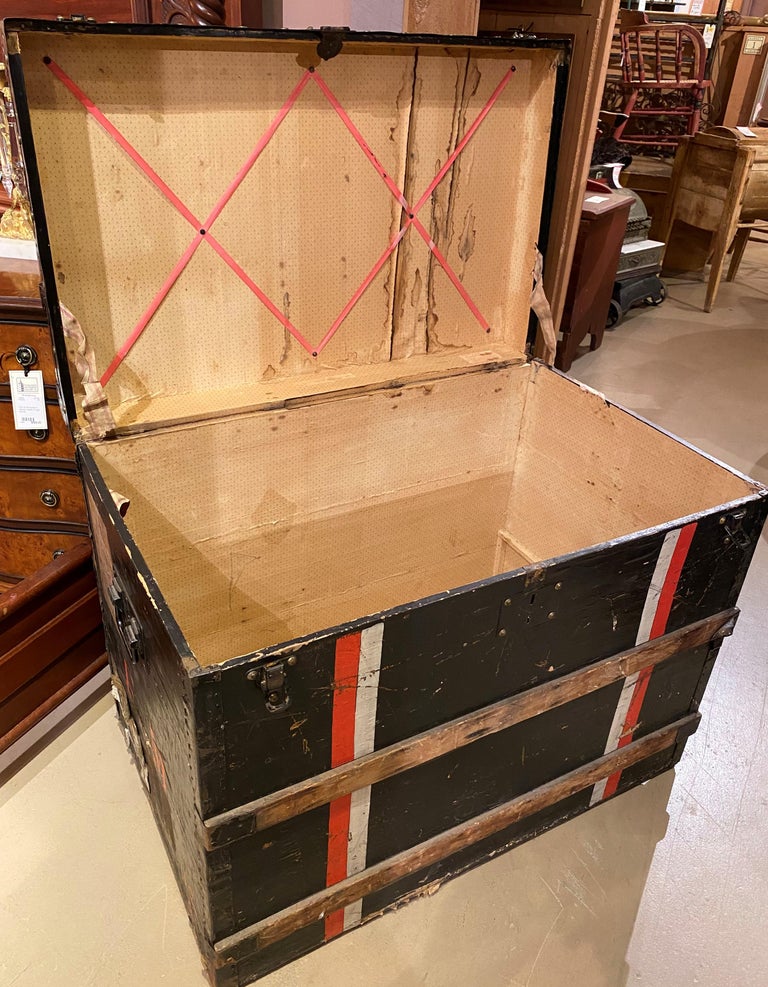 20th Century Early 20th c Louis Vuitton Steamer Trunk with Interior Label & Serial Number For Sale