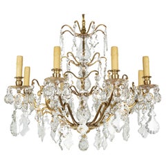 Early 20th c Louis XV Style Brass and Crystal Chandelier