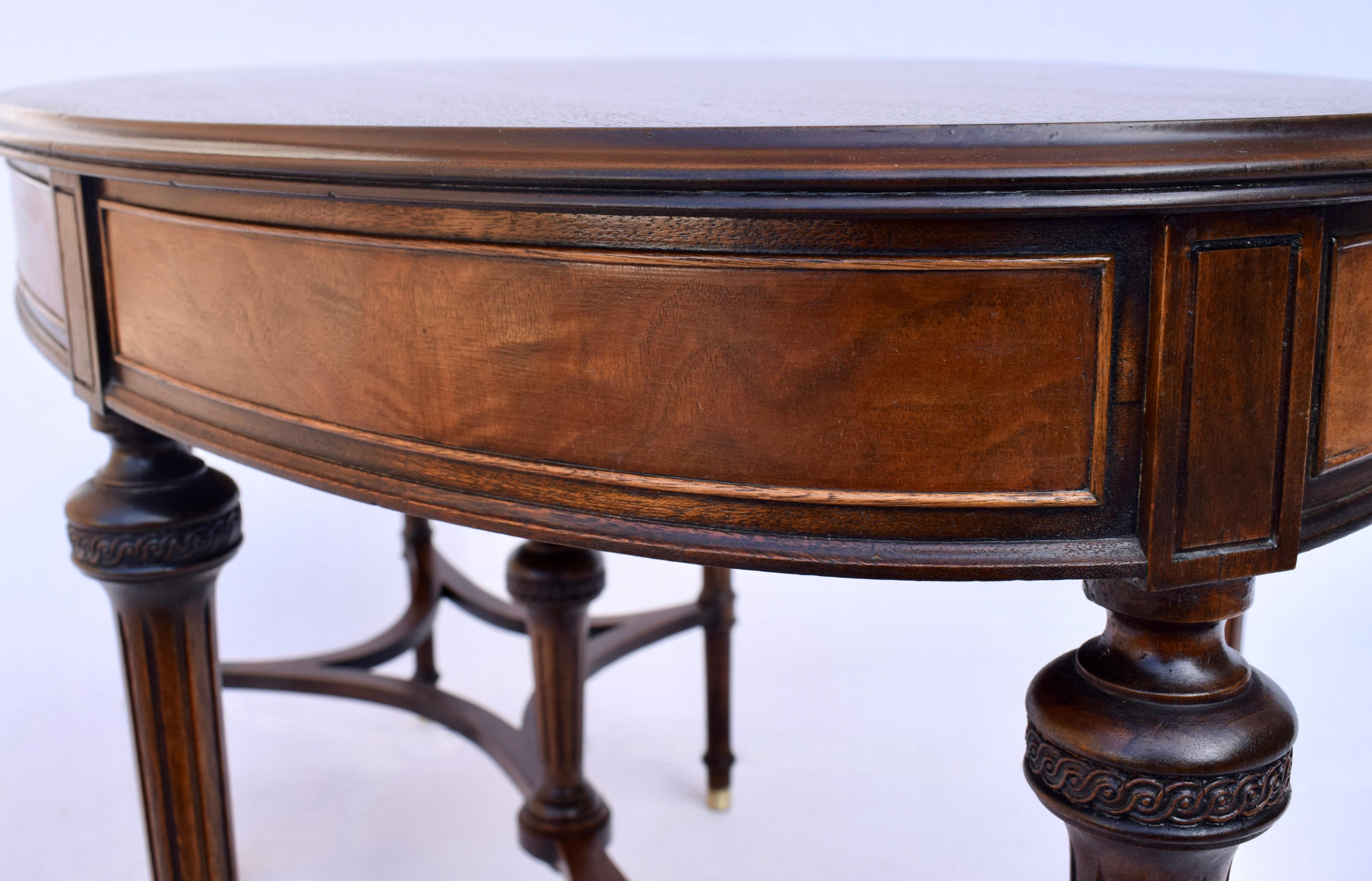 Early 20th C. Louis XVI Oval Mahogany Desk Library Table For Sale 5