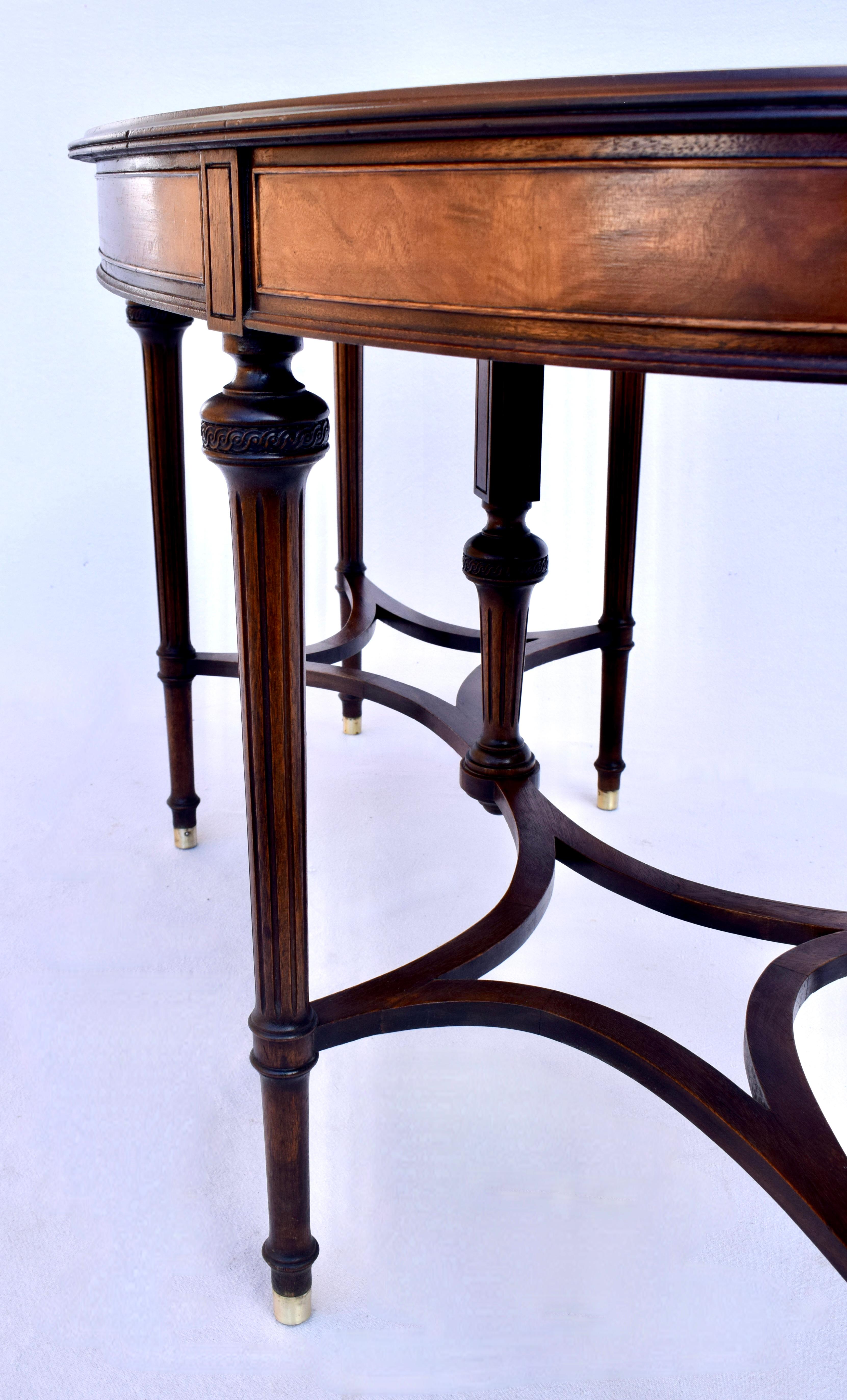 Early 20th C. Louis XVI Oval Mahogany Desk Library Table For Sale 6