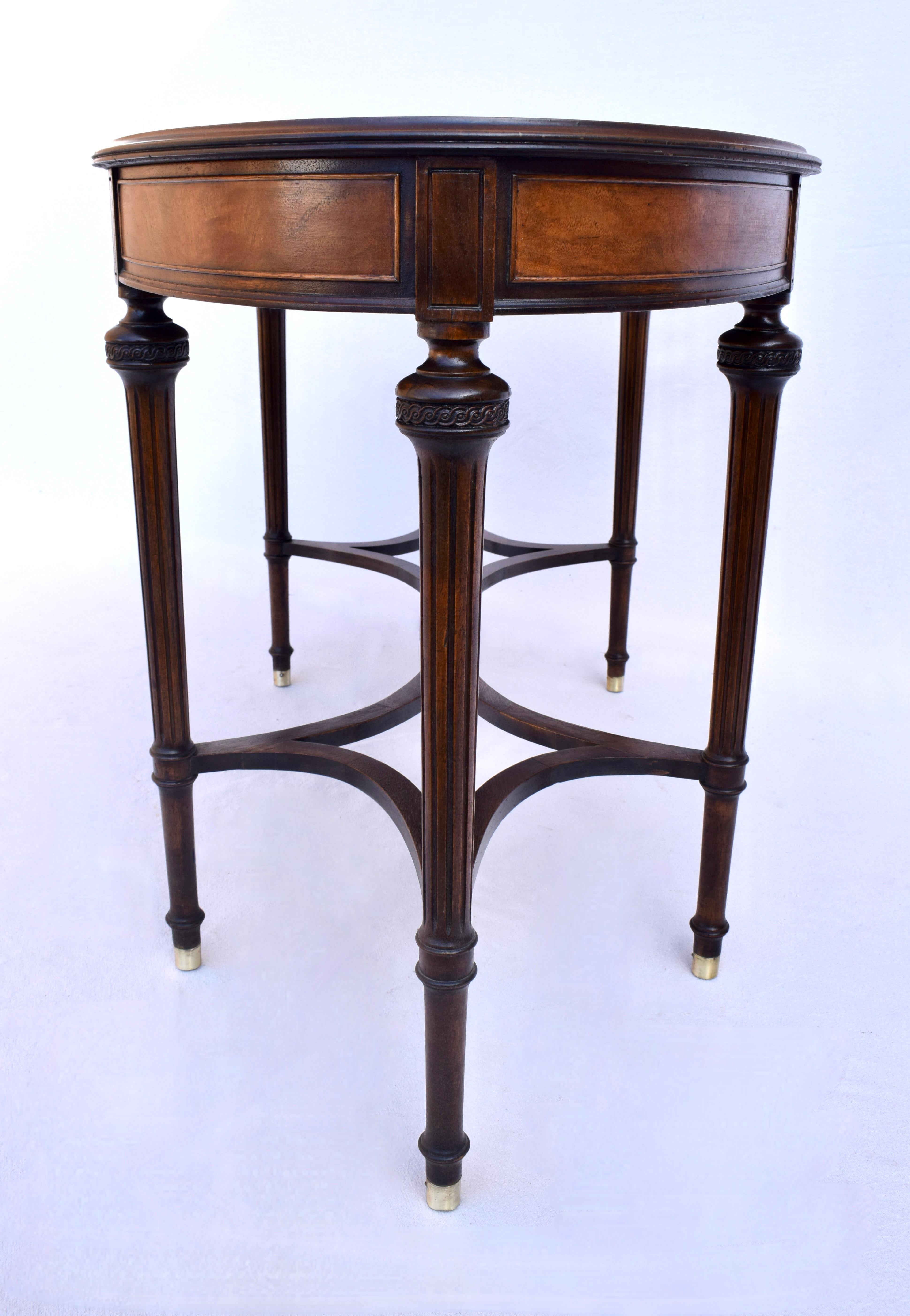 Early 20th C. Louis XVI Oval Mahogany Desk Library Table For Sale 7
