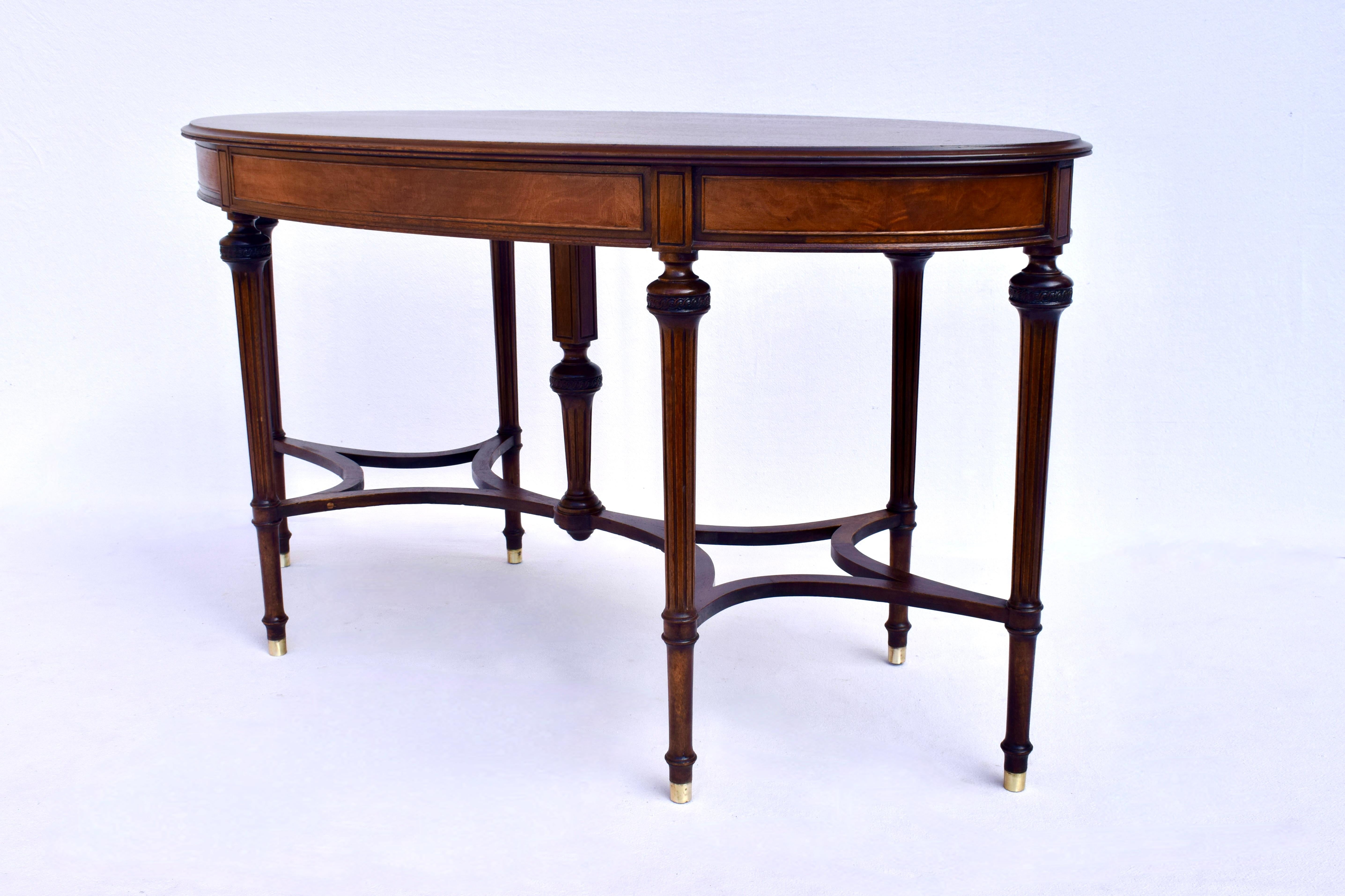 20th Century Early 20th C. Louis XVI Oval Mahogany Desk Library Table For Sale