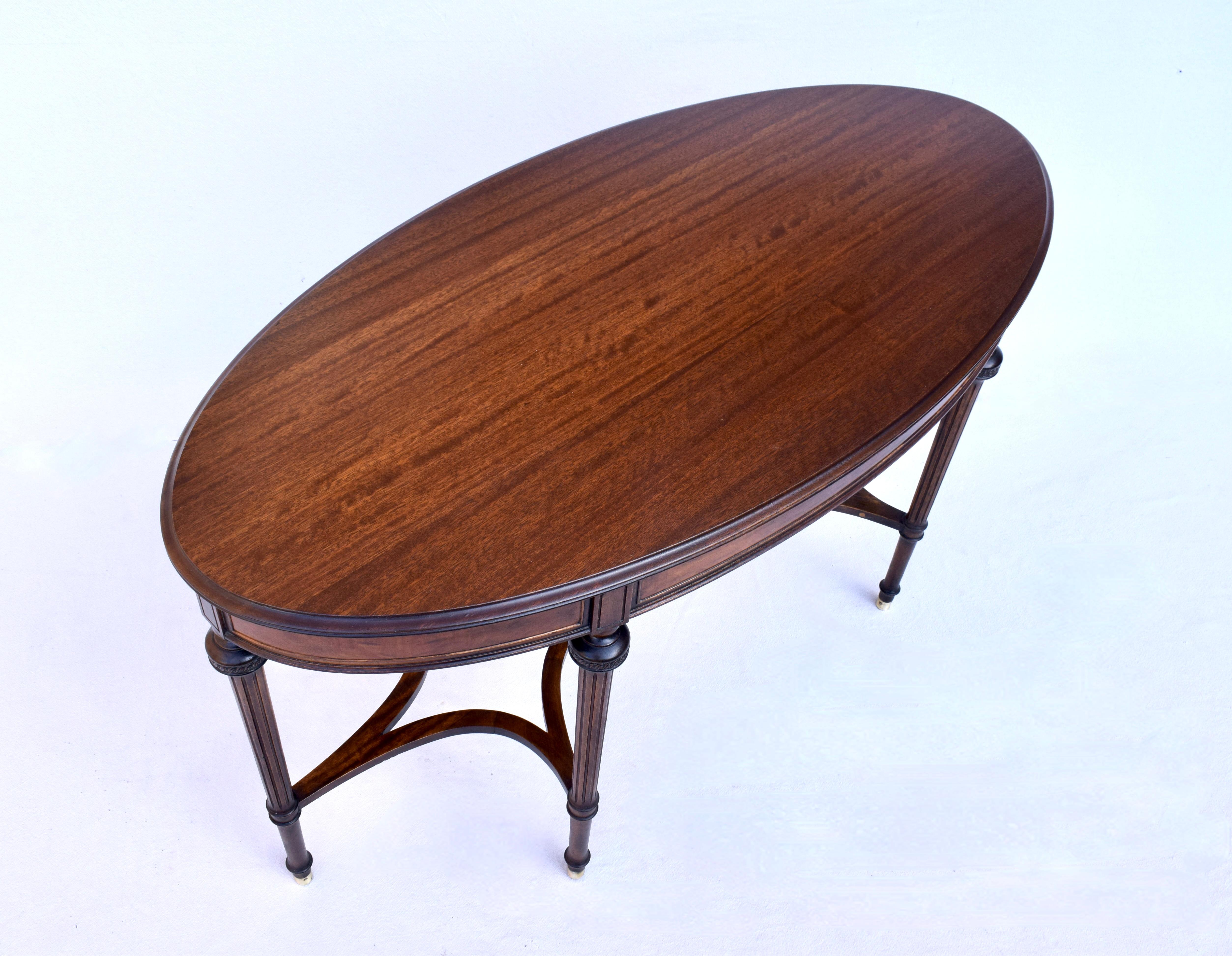 Early 20th C. Louis XVI Oval Mahogany Desk Library Table For Sale 3