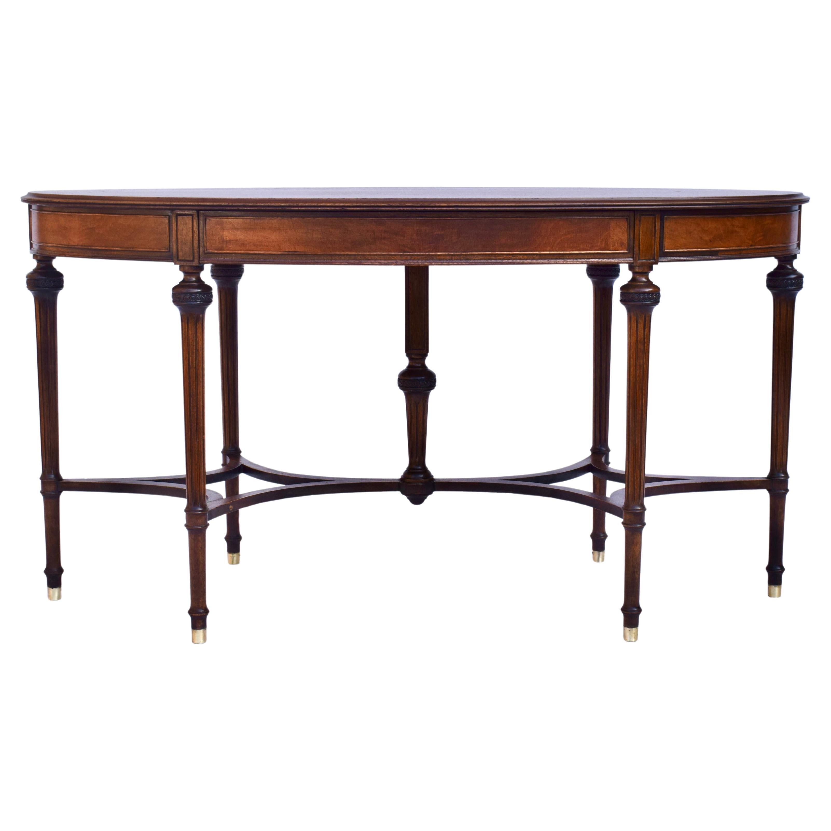 Early 20th C. Louis XVI Oval Mahogany Desk Library Table For Sale