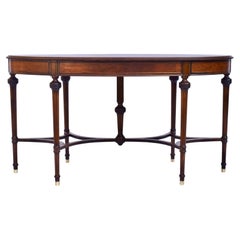 Antique Early 20th C. Louis XVI Oval Mahogany Desk Library Table