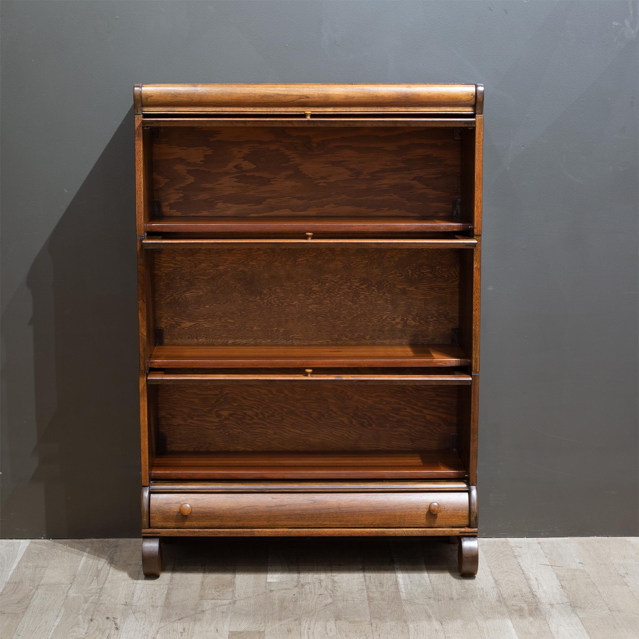 Industrial Early 20th C. Lundstrom 3 Stack Lawyer's Bookcase c.1900