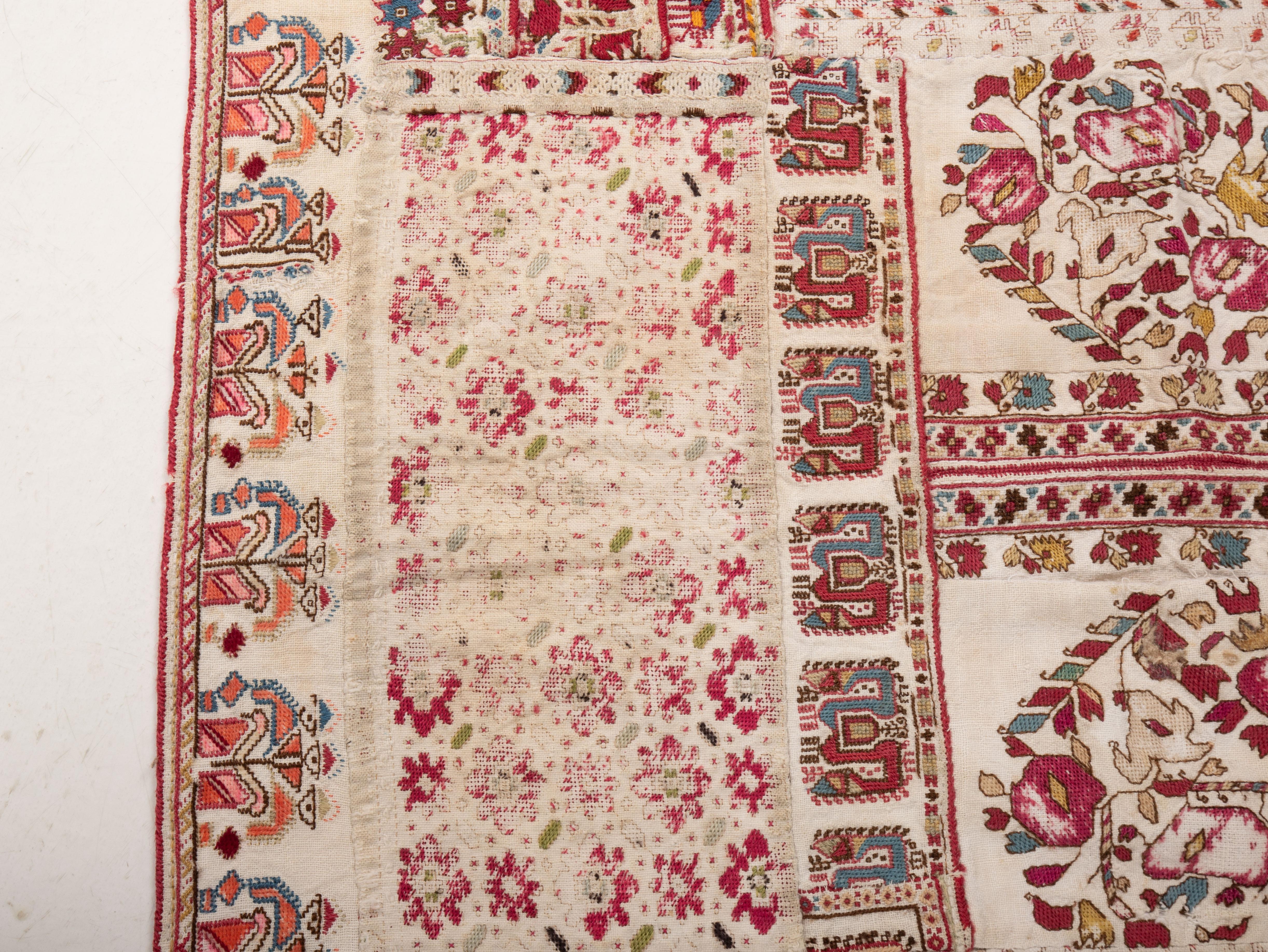 Cotton Early 20th C. Macedonian Embroidered Composite Squarish Panel