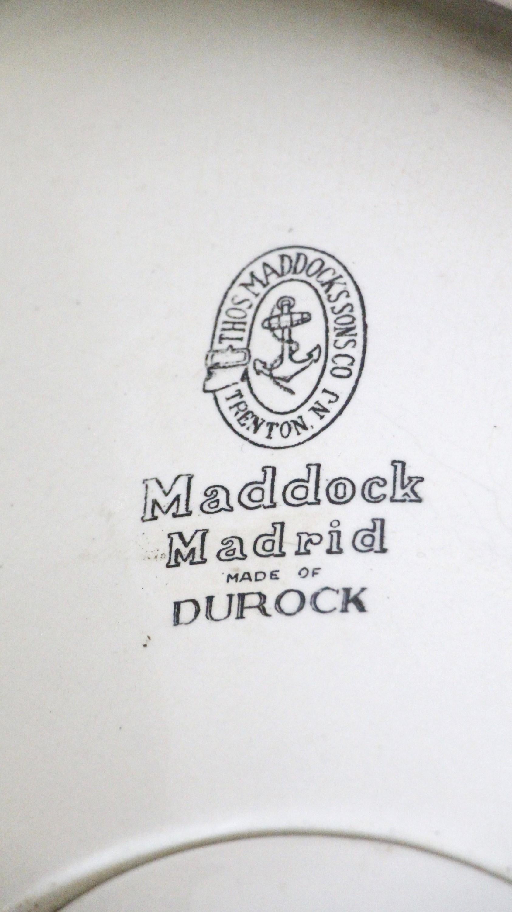 Early 20th C. Maddock Madrid Ceramic Pedestal Sink with Peg Leg & Orig. Hardware 4