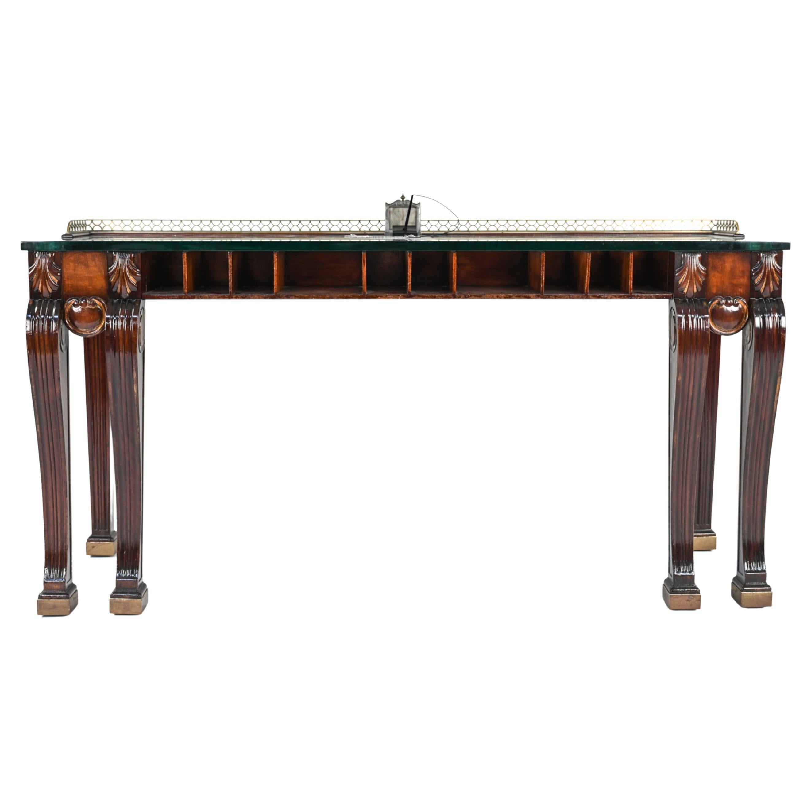 Early 20th Century, Mahogany & Brass Bank Table For Sale