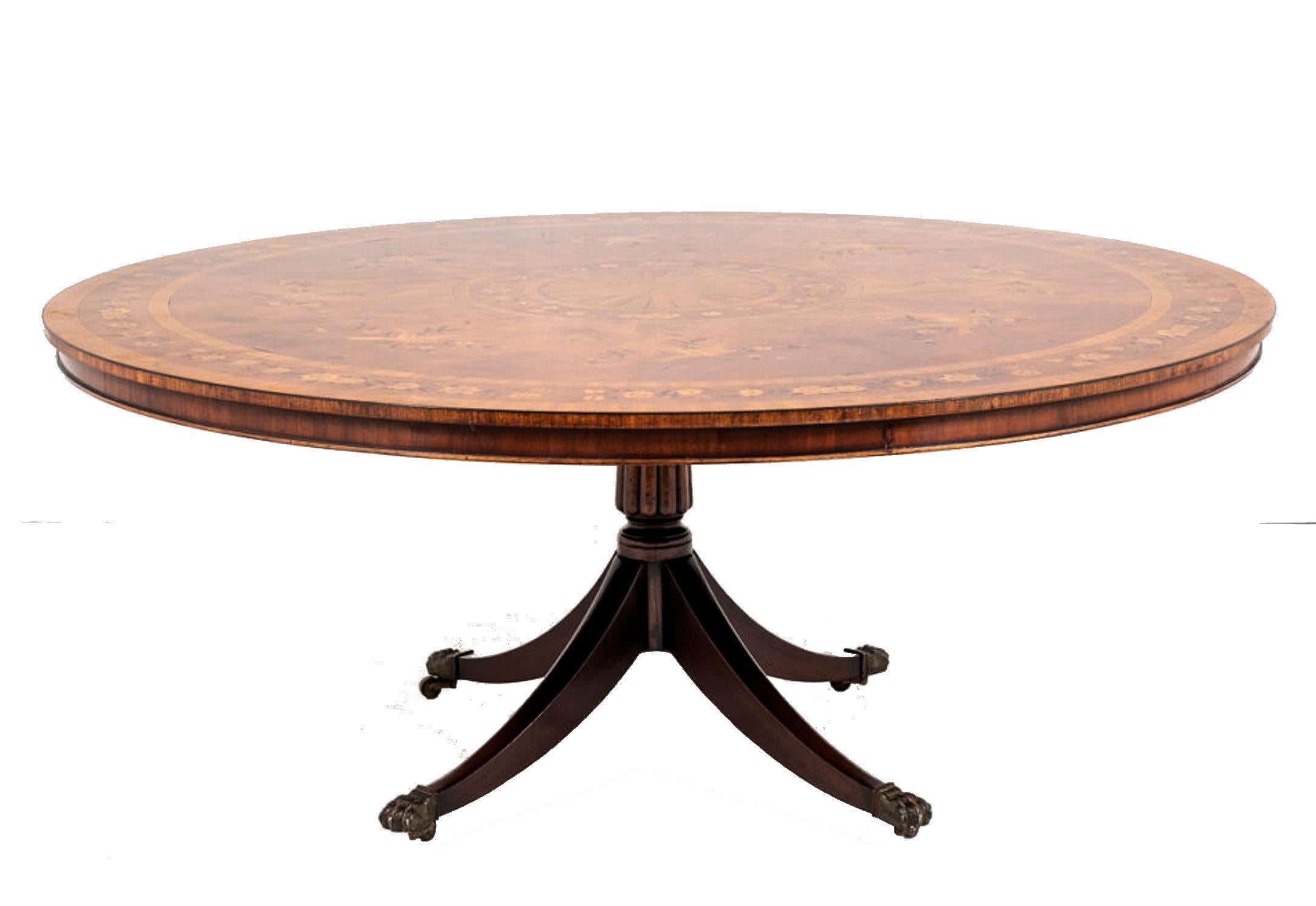 Early 20th Century Mahogany Circular Marquetry Dining Table In Good Condition In London, GB