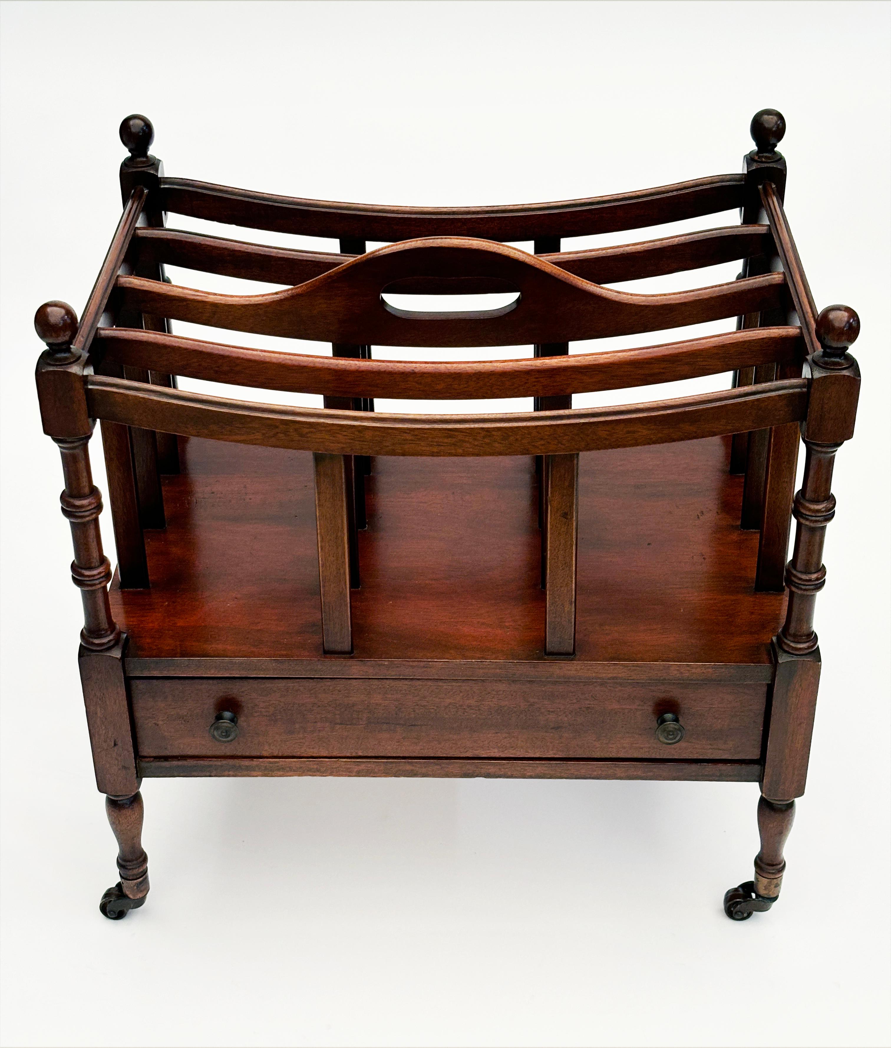 Early 20th c. Mahogany English Regency Canterbury Magazine Rack with ...