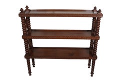 Early 20th Century, Mahogany Three-Tier Shelf Étagère, Bobbin Spindle Bookcase