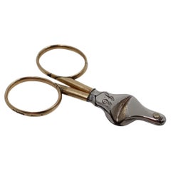 Early 20th C. Maple & Co Gold & Steel Cigar Scissors