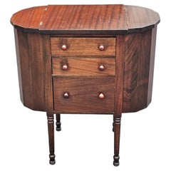 Early 20th C. Martha Washington Walnut and Mahogany Sewing Cabinet Side Table