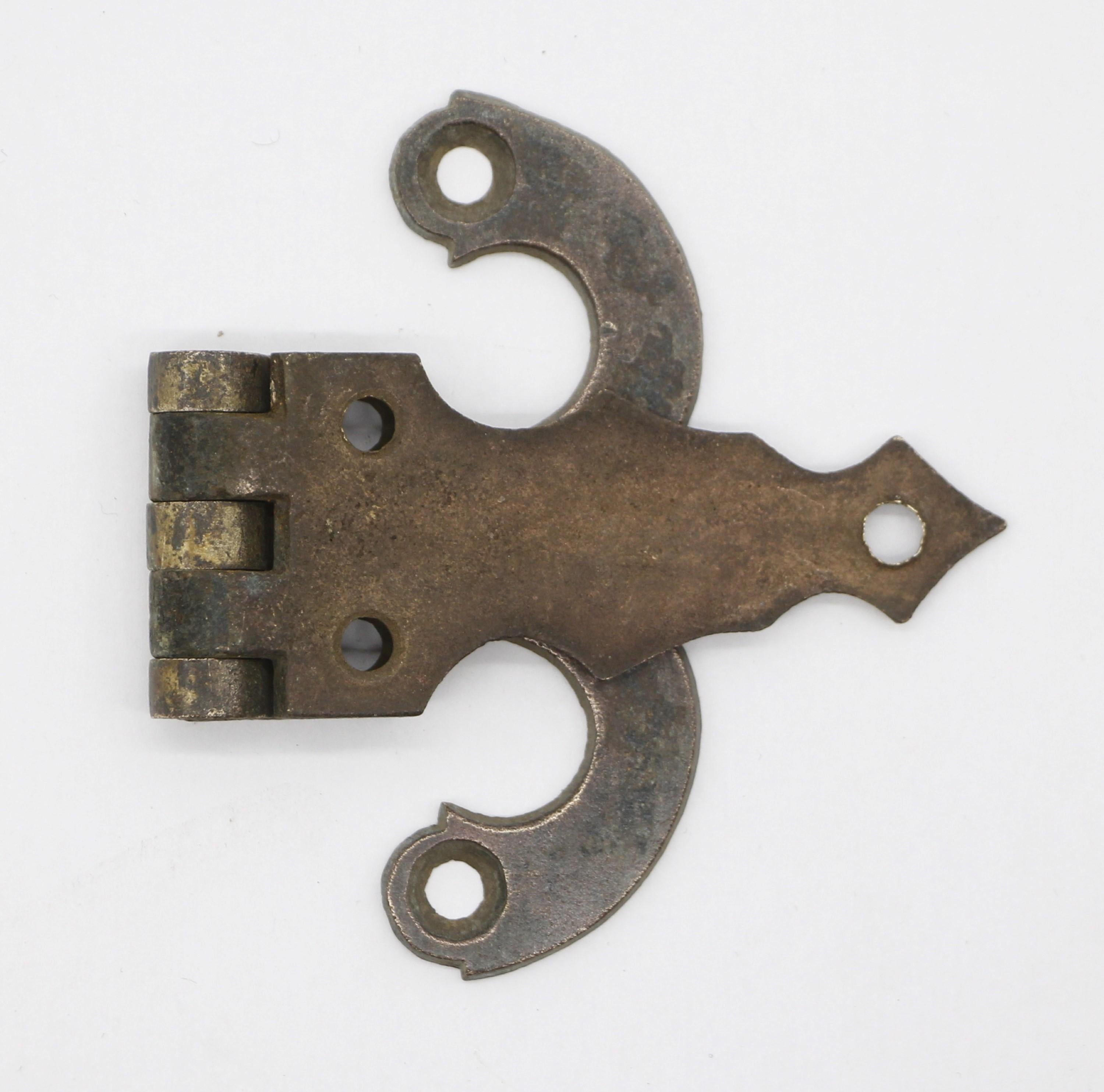 Early 20th C Matching Pair Solid Bronze Ice Box Hinges In Good Condition For Sale In New York, NY