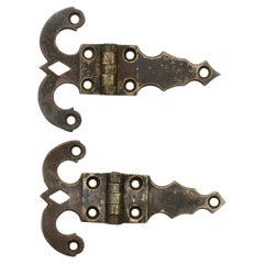 Antique Early 20th C Matching Pair Solid Bronze Ice Box Hinges
