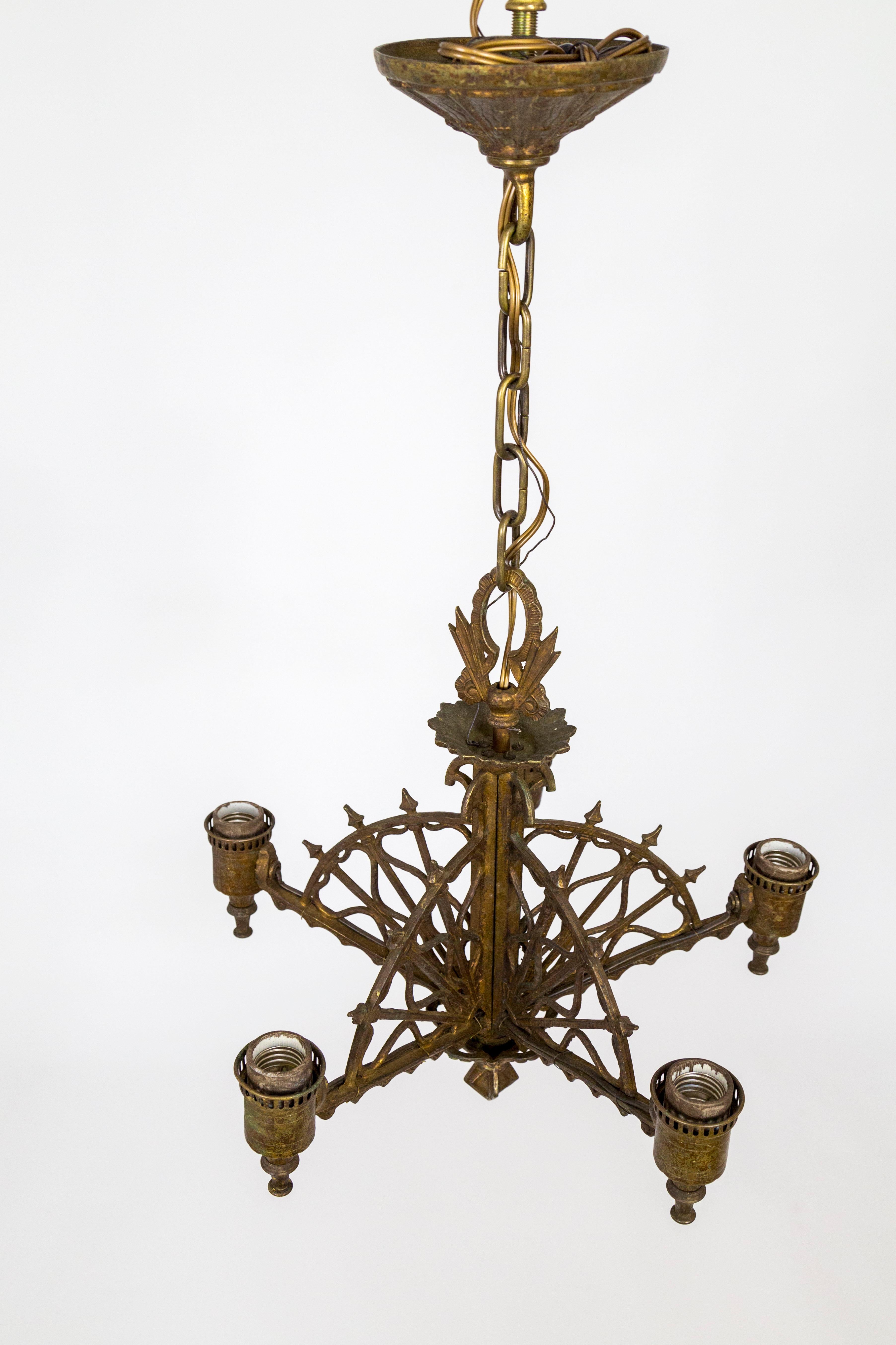 American Early 20th Century Metalwork Radial Webs Chandelier