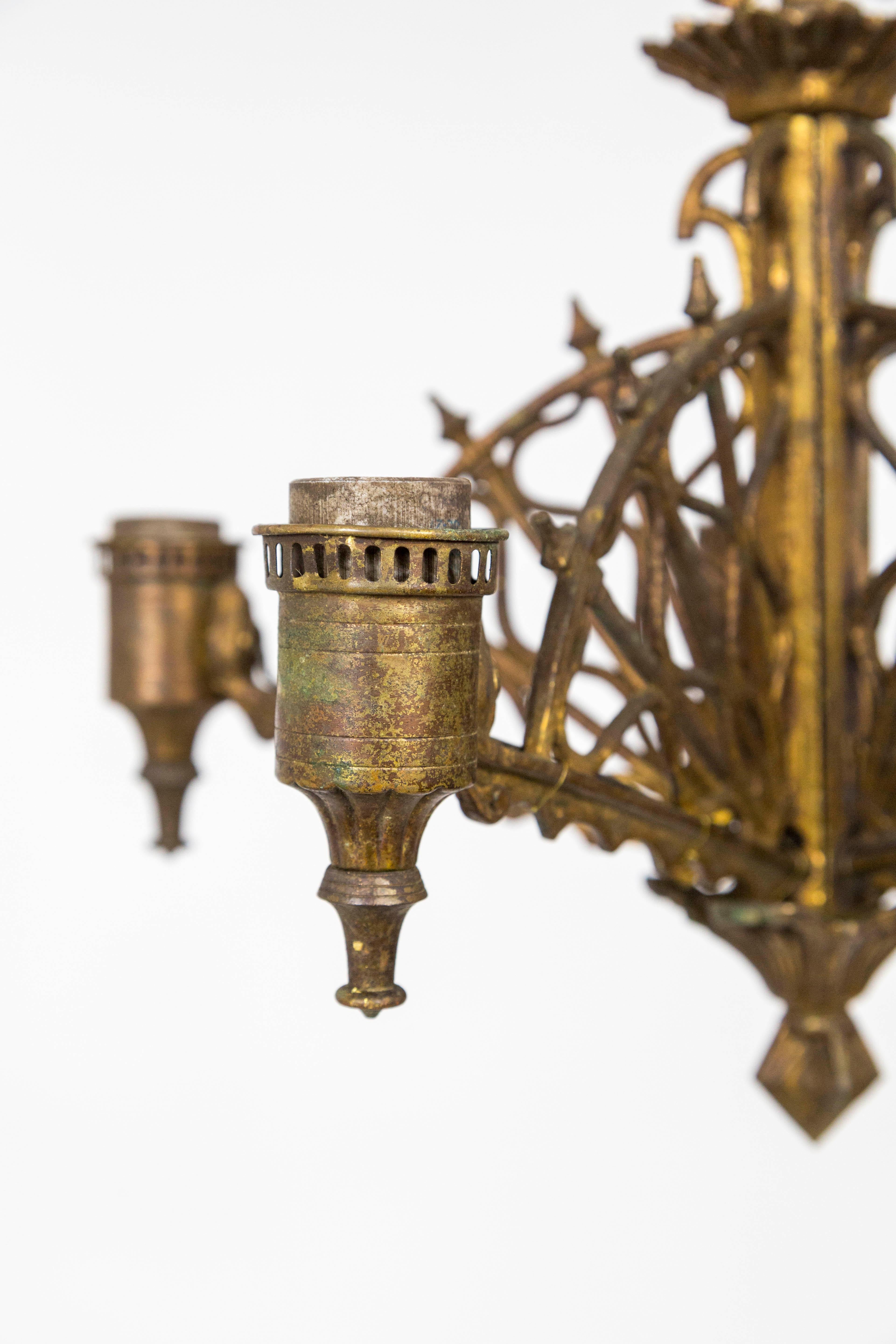 Early 20th Century Metalwork Radial Webs Chandelier 1