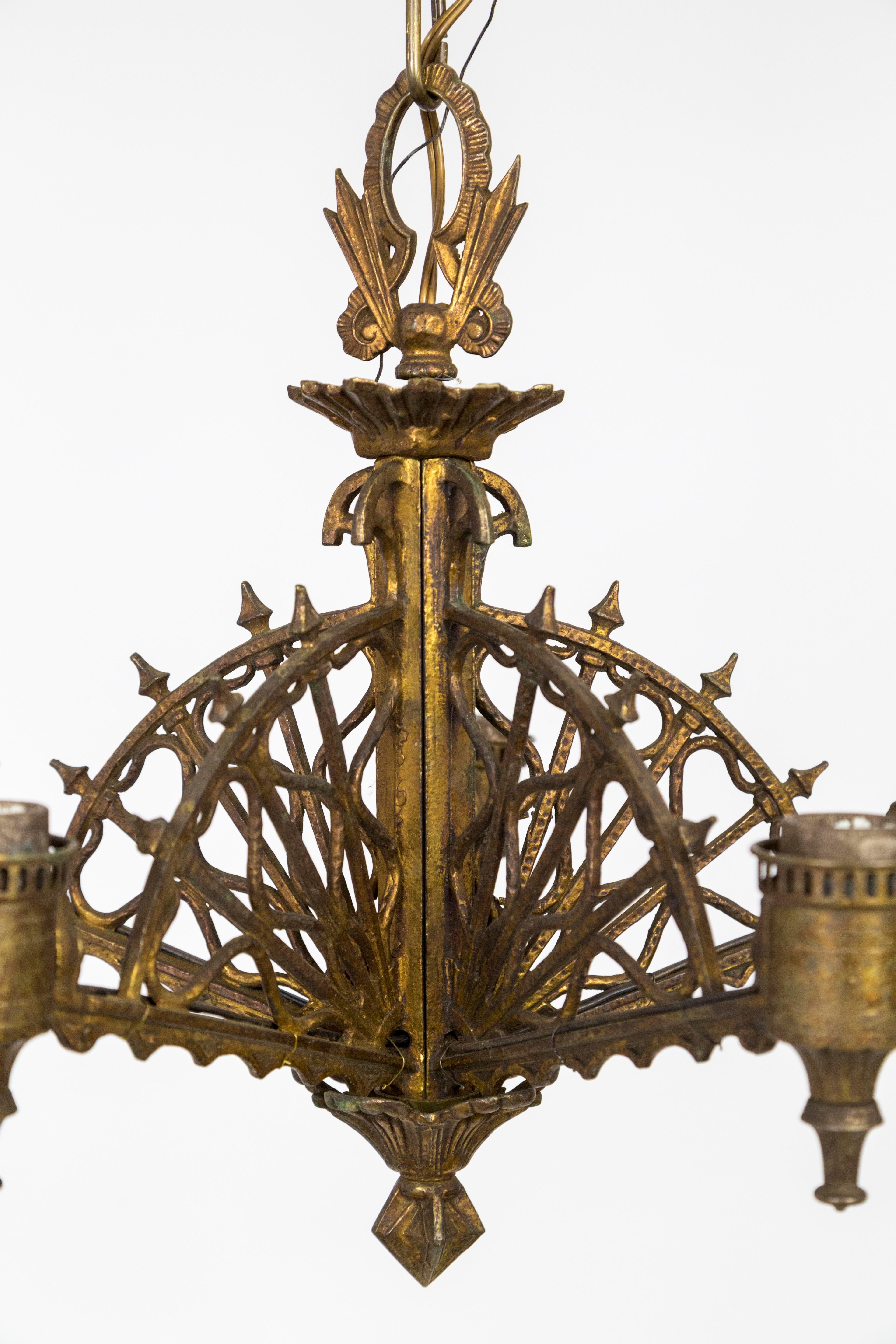 Early 20th Century Metalwork Radial Webs Chandelier 3