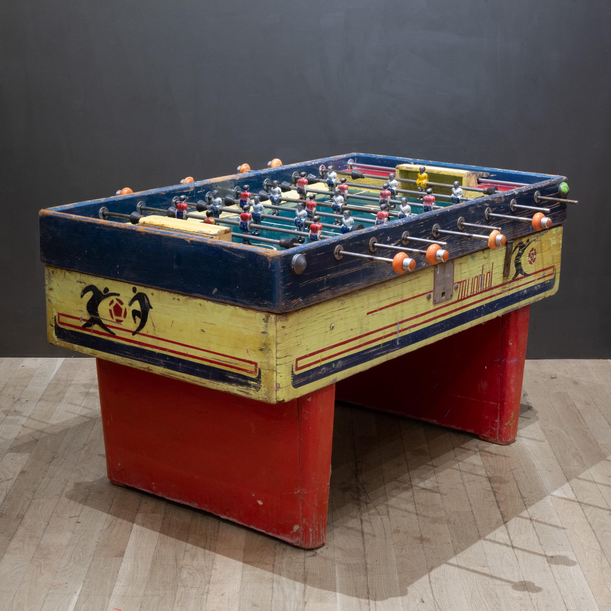 Industrial Early 20th Century Mexican Foosball Table with Metal Players, circa 1940 For Sale