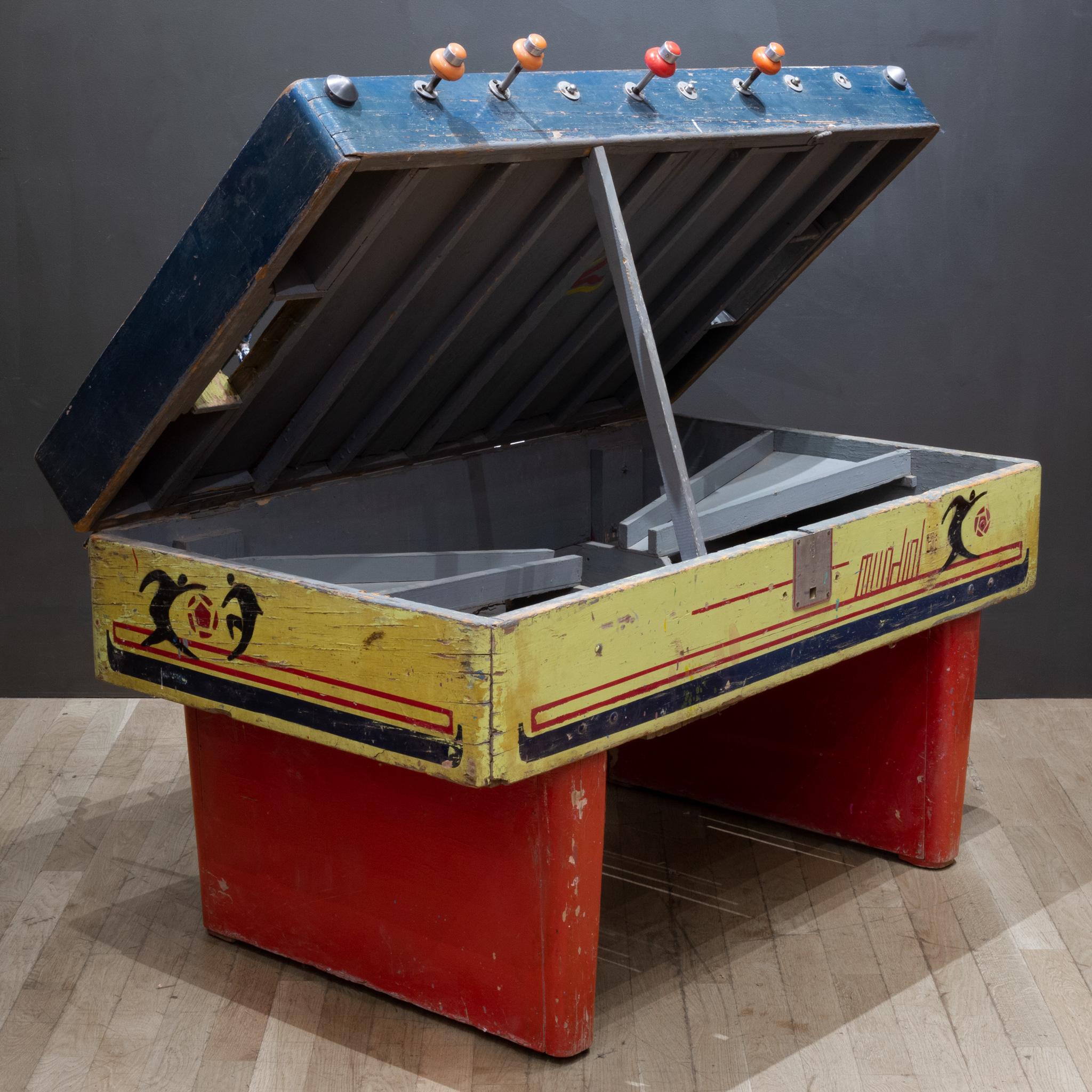 Industrial Early 20th Century Mexican Foosball Table with Metal Players, circa 1940