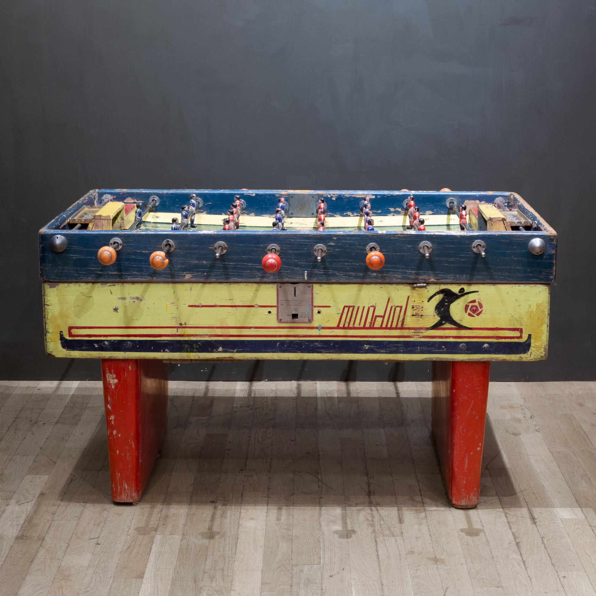 Early 20th Century Mexican Foosball Table with Metal Players, circa 1940 In Good Condition In San Francisco, CA