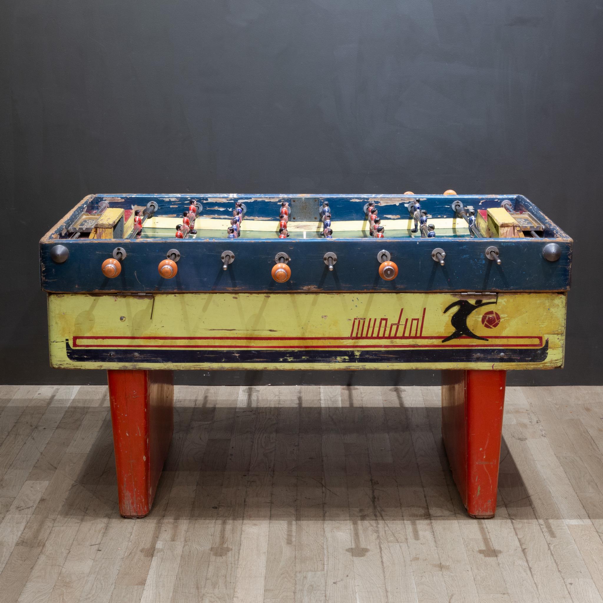 Early 20th Century Mexican Foosball Table with Metal Players, circa 1940 1