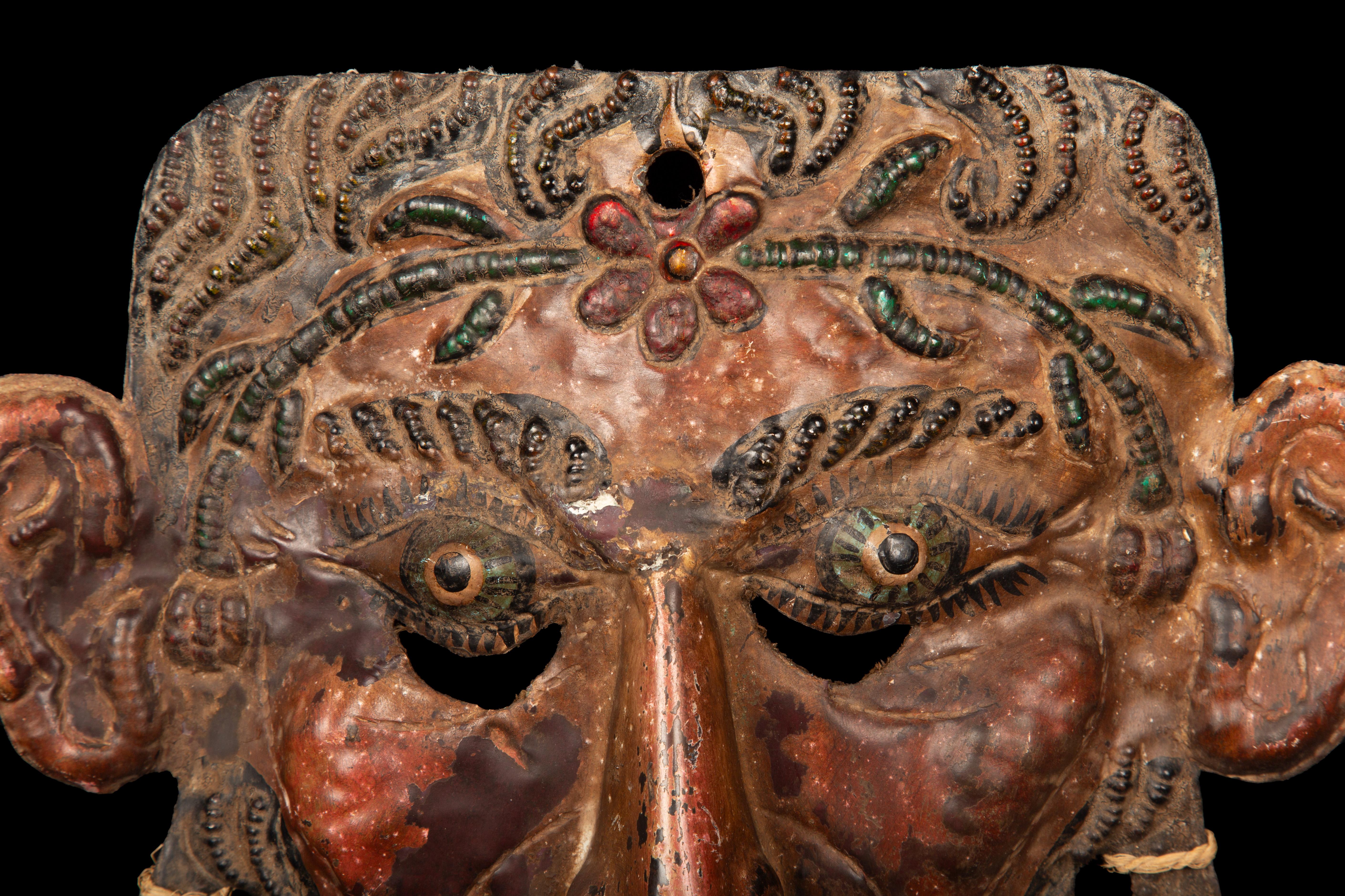 Tribal Early 20th C. Mexican Guerrero Copper Mask