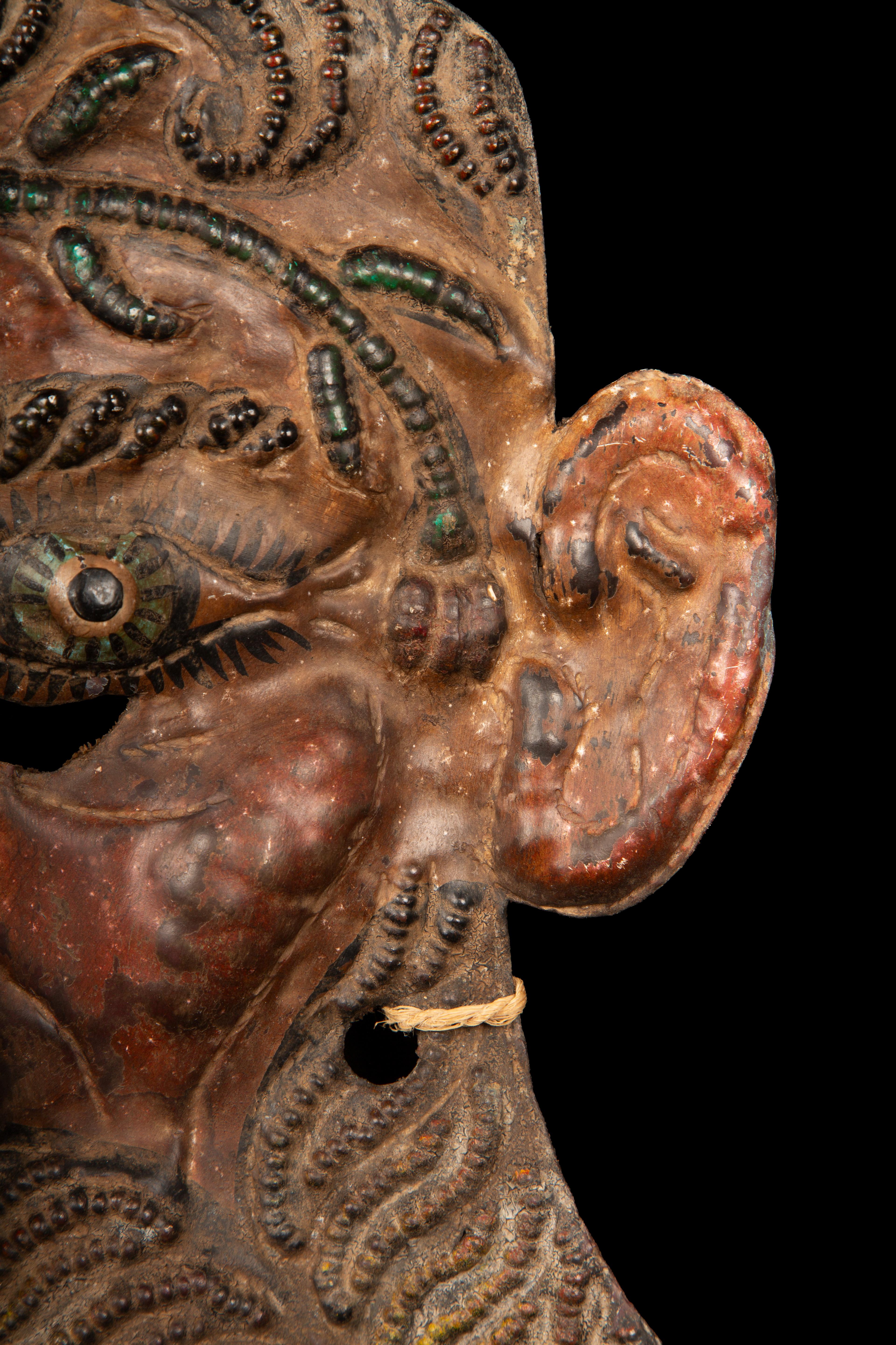 Early 20th C. Mexican Guerrero Copper Mask In Good Condition In New York, NY