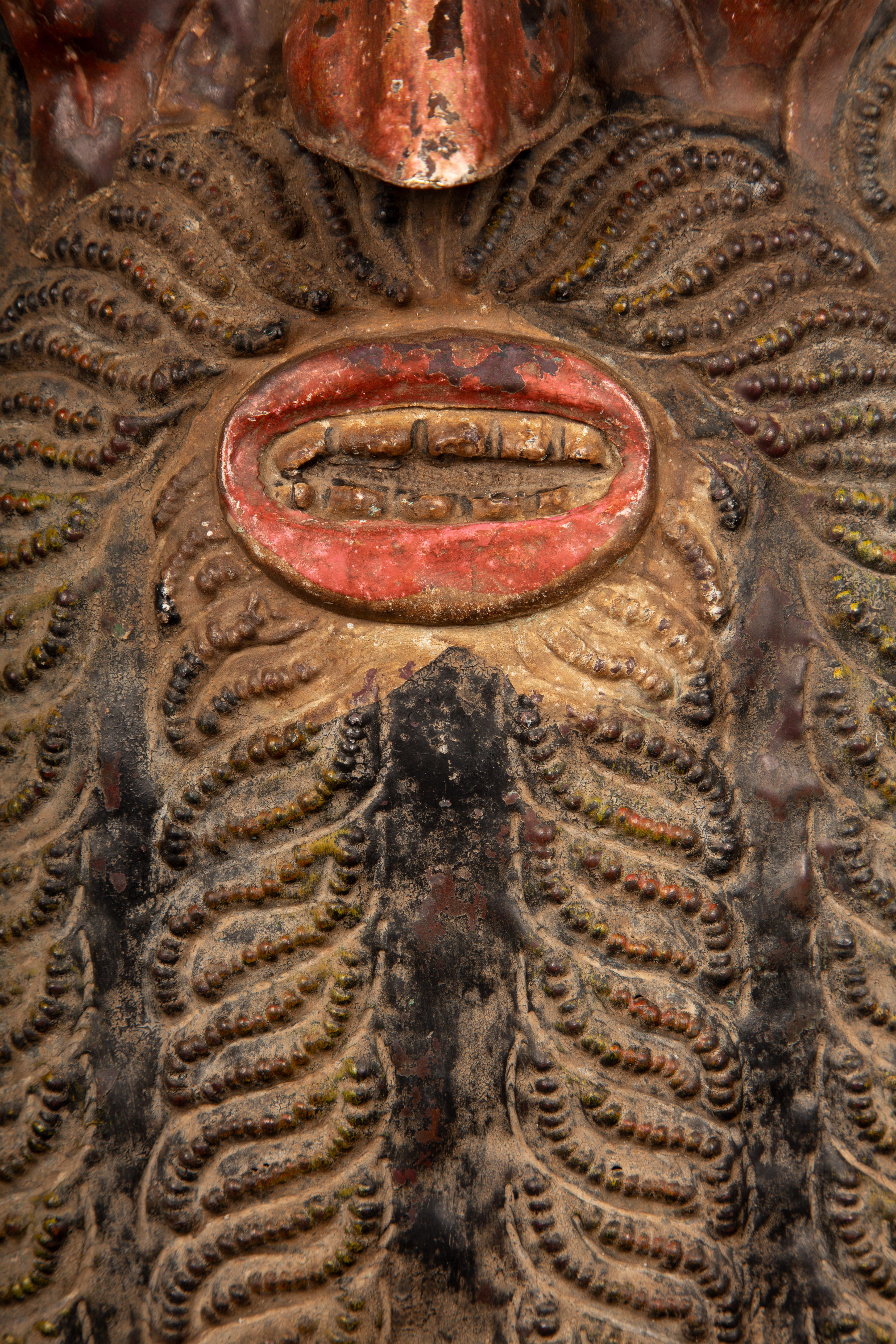 Early 20th C. Mexican Guerrero Copper Mask In Good Condition In New York, NY