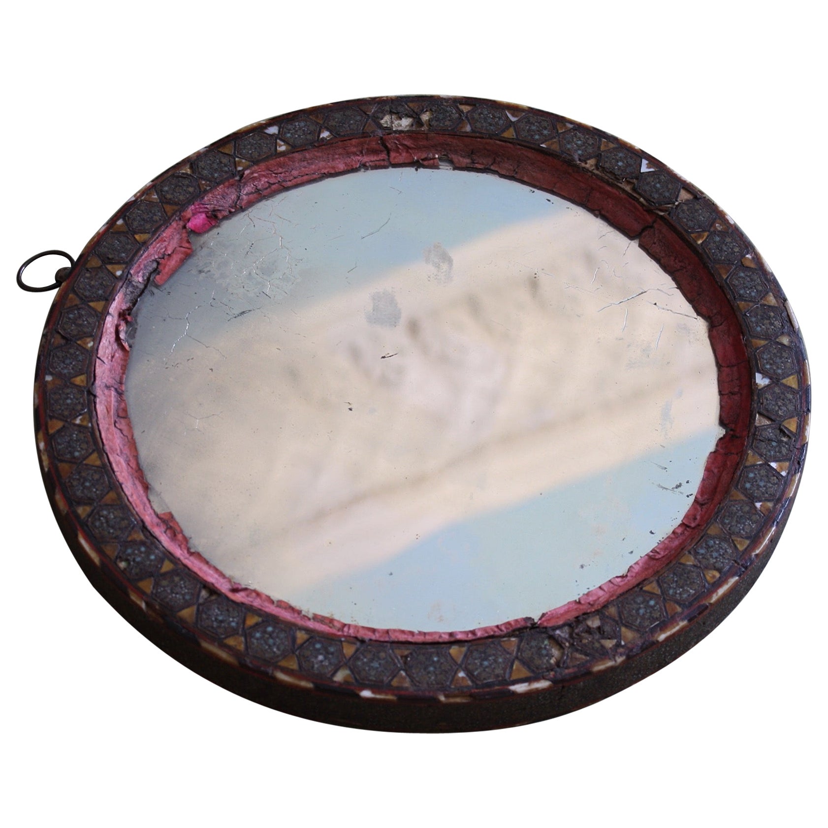 Early 20th C Middle Eastern Curricular Foxed Mirror Persian Kashmiri Moorish