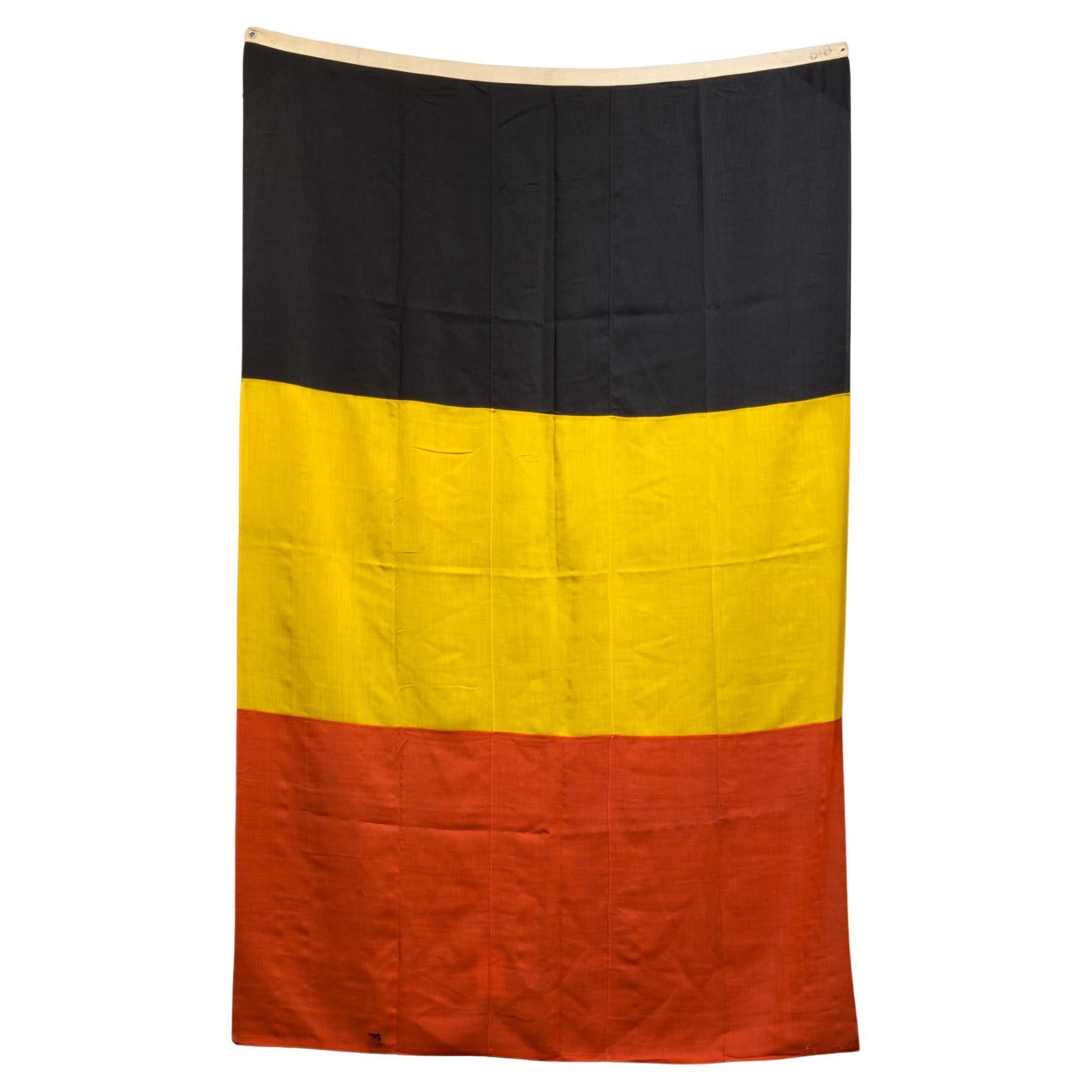 Early 20th c. Monumental Belgian Flag c.1940-1950-FREE SHIPPING For Sale