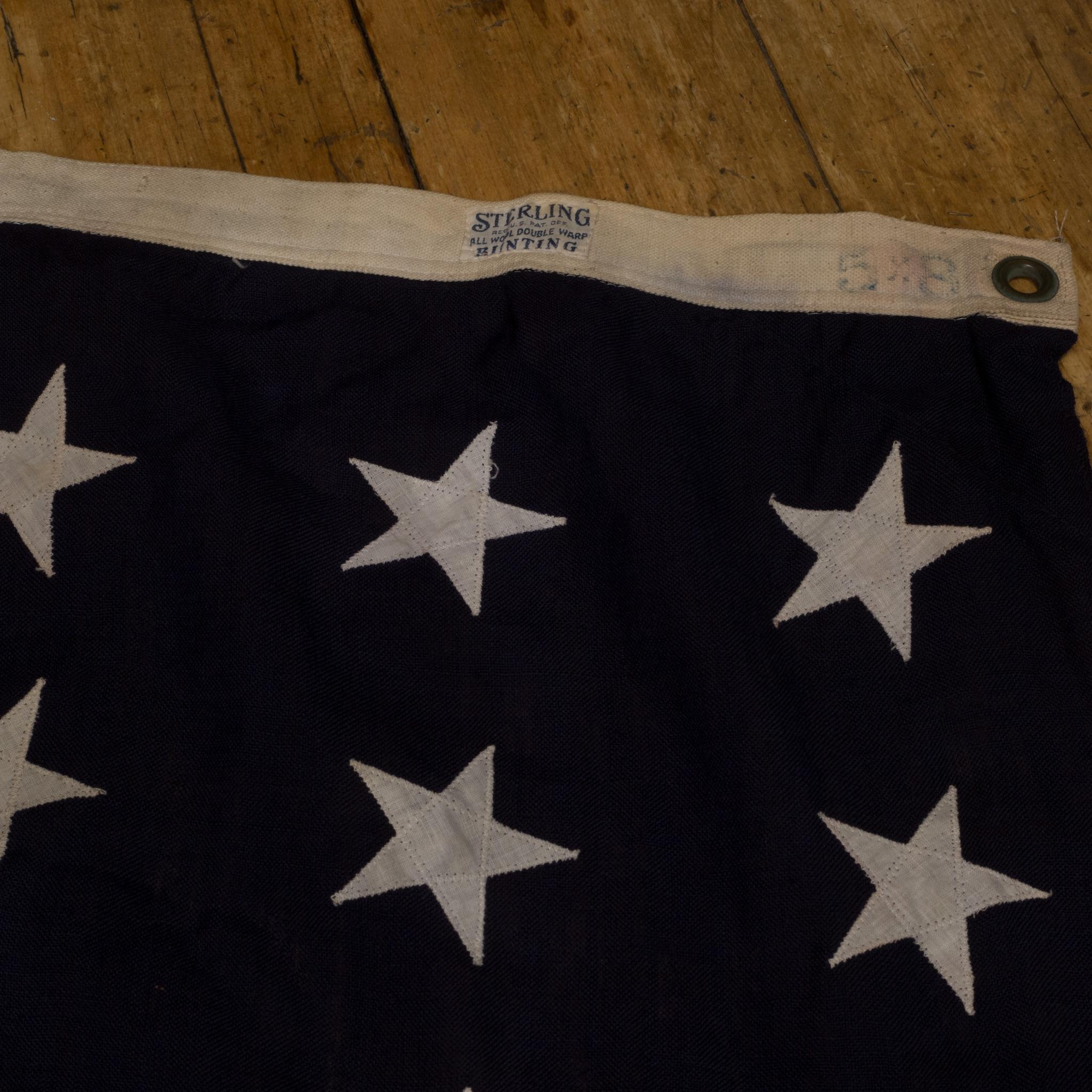 Industrial Early 20th c. Monumental Wool American Flag with 48 Stars, c.1940-1950