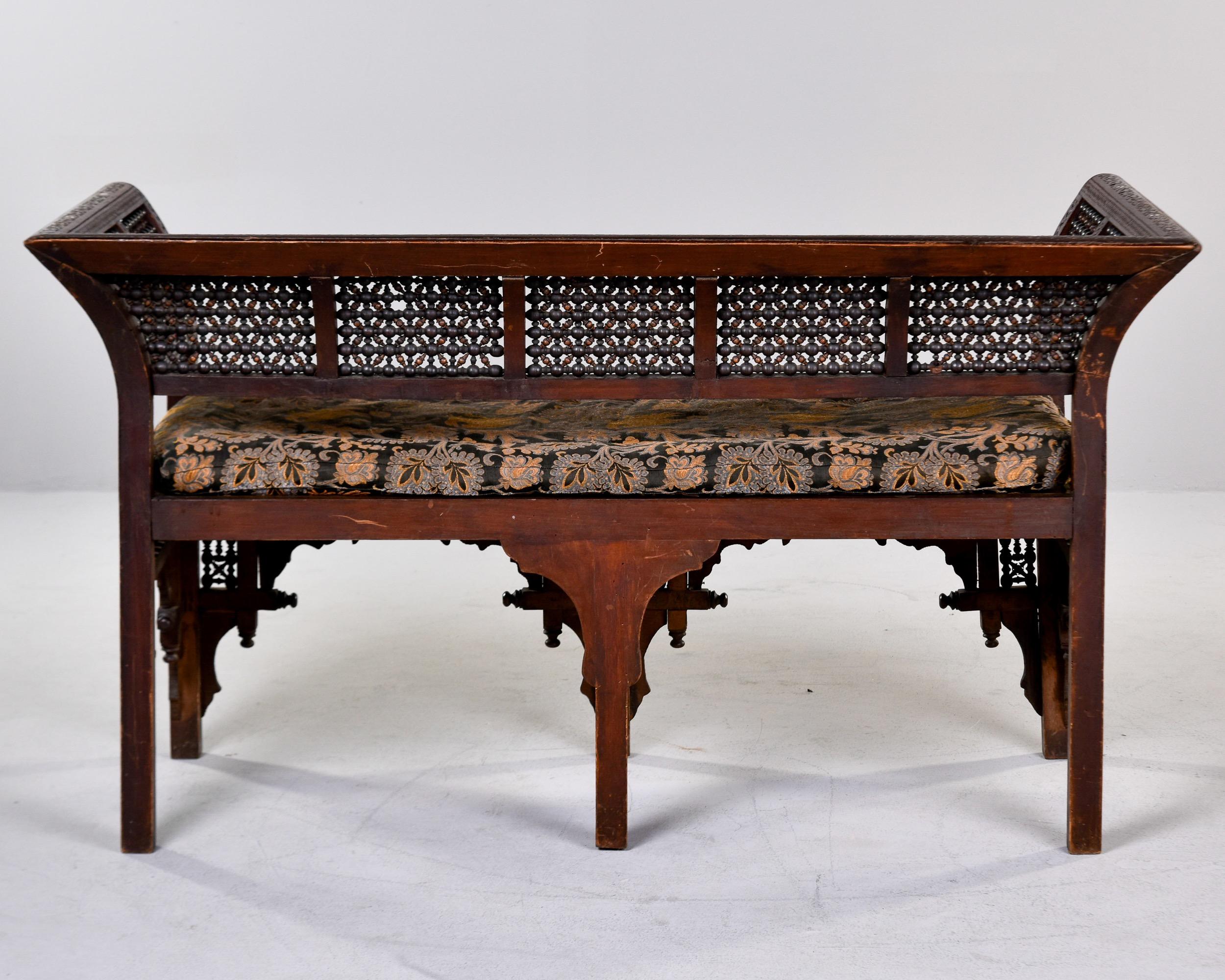 Early 20th C Moorish Intricately Carved Settee With Inlay  For Sale 2