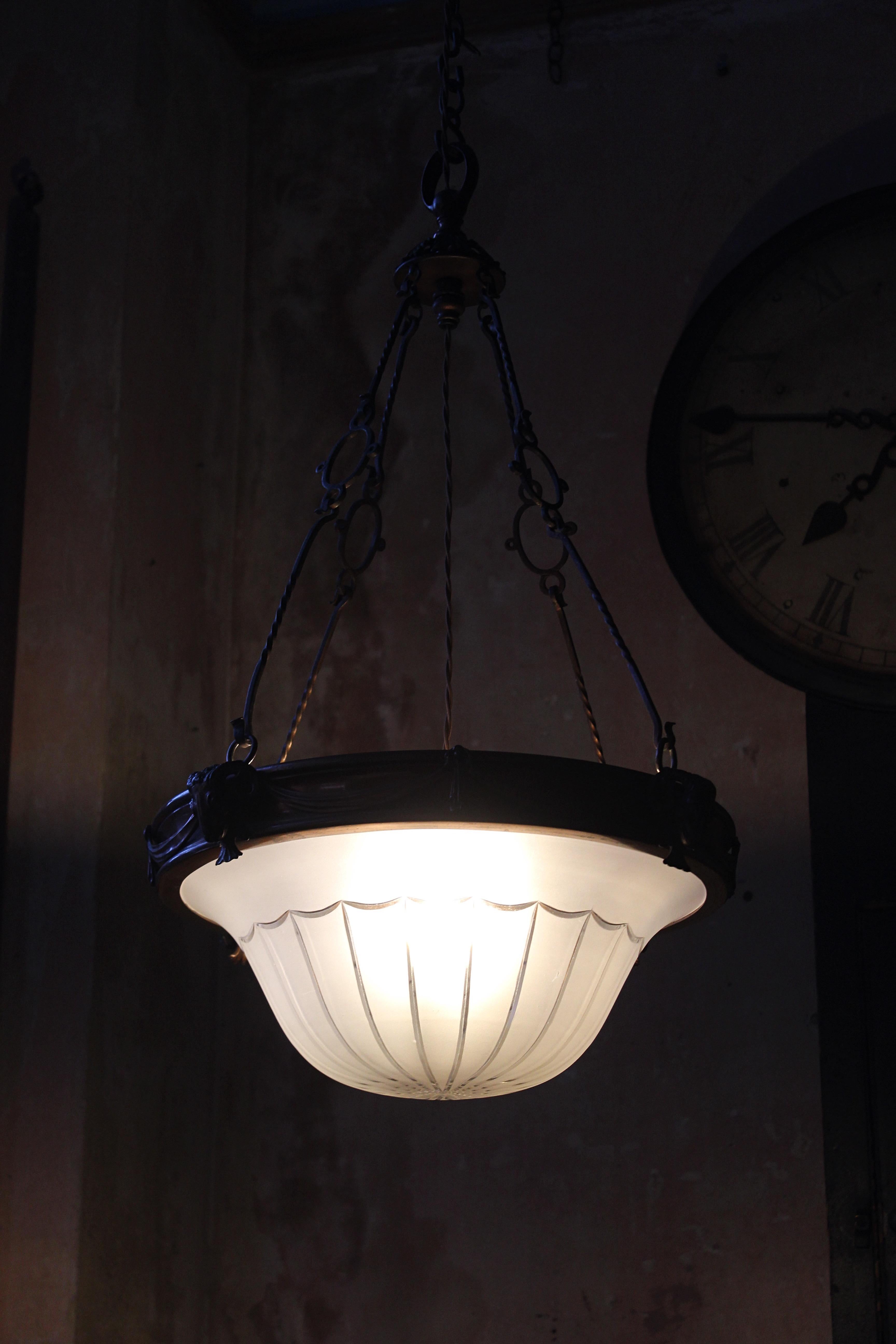 Early 20th C Neo Classical F & C Osler London Large Pendant Light Chandelier  For Sale 4