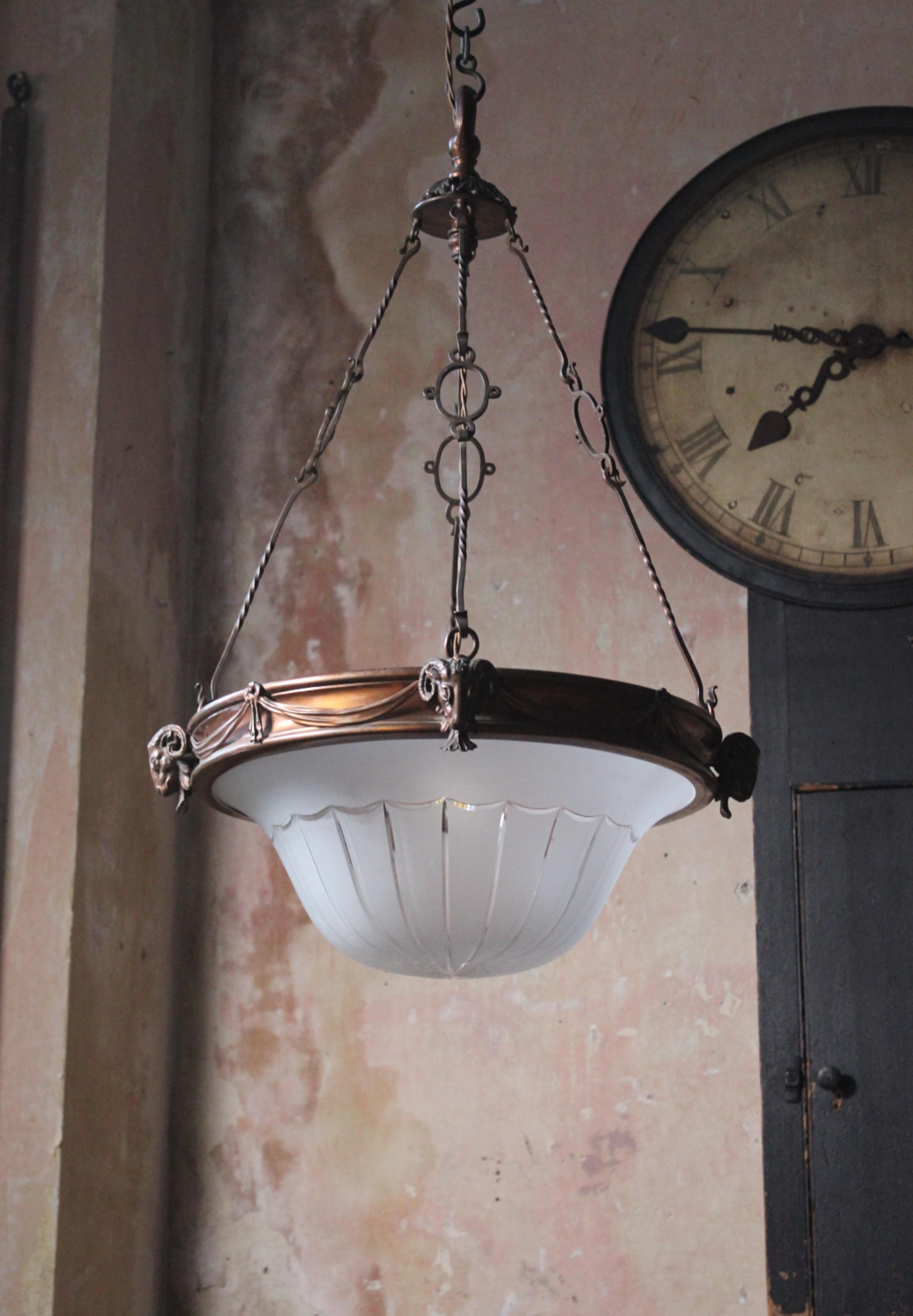 Edwardian Early 20th C Neo Classical F & C Osler London Large Pendant Light Chandelier  For Sale