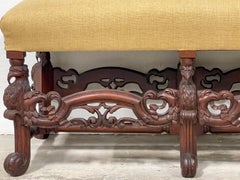 Early 20th-C. Neo-Classical Style Carved Mahogany Bench with Eagles