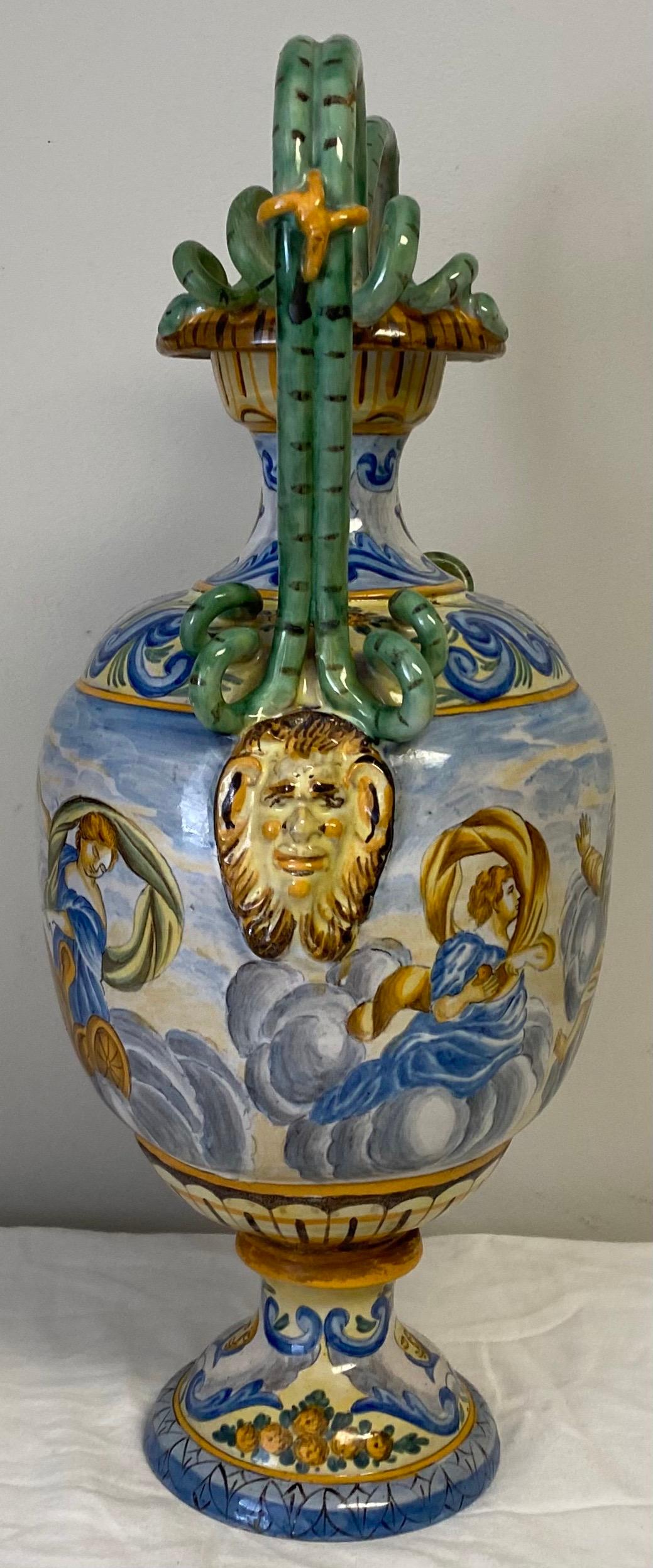 Early 20th Century Neoclassical Style Italian Majolica Terracotta Urn 2