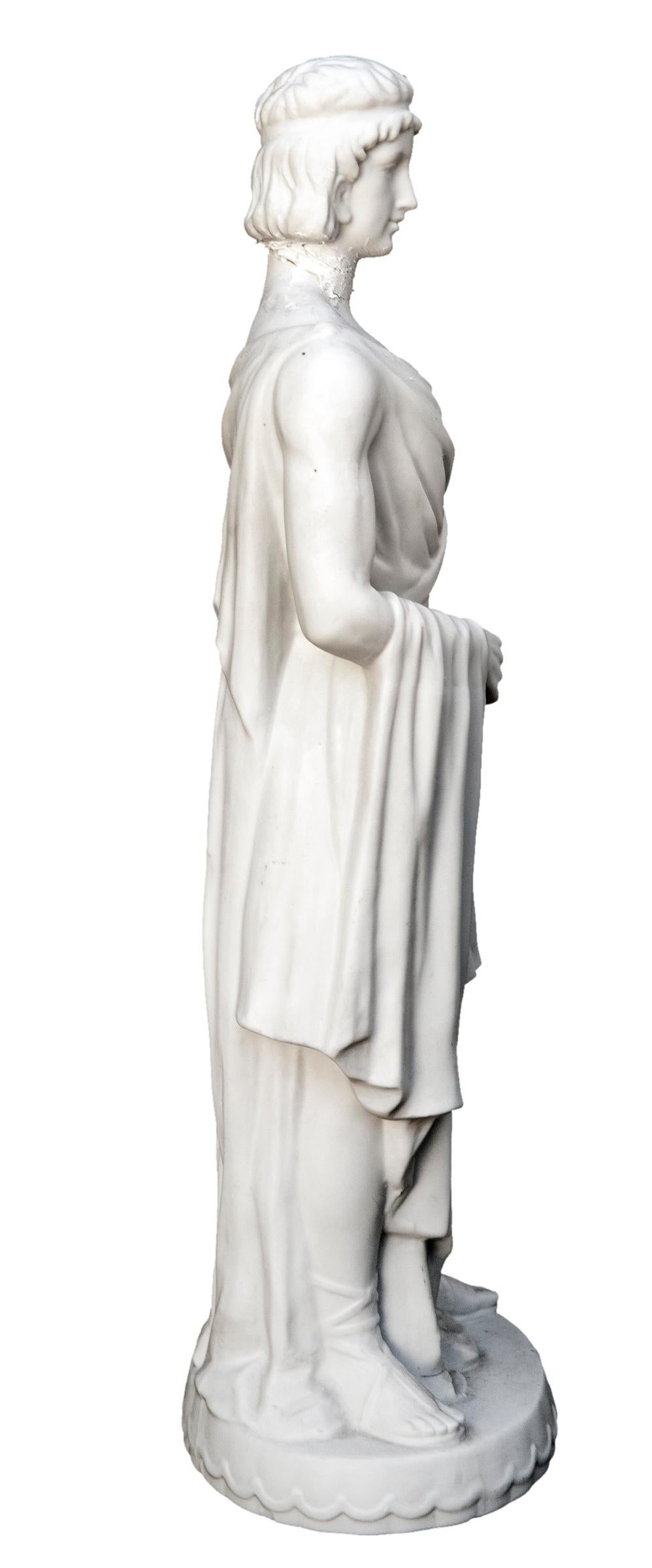 Early 20th C Neoclassical Bisque Roman/Greek Figurine In Fair Condition For Sale In Malibu, CA