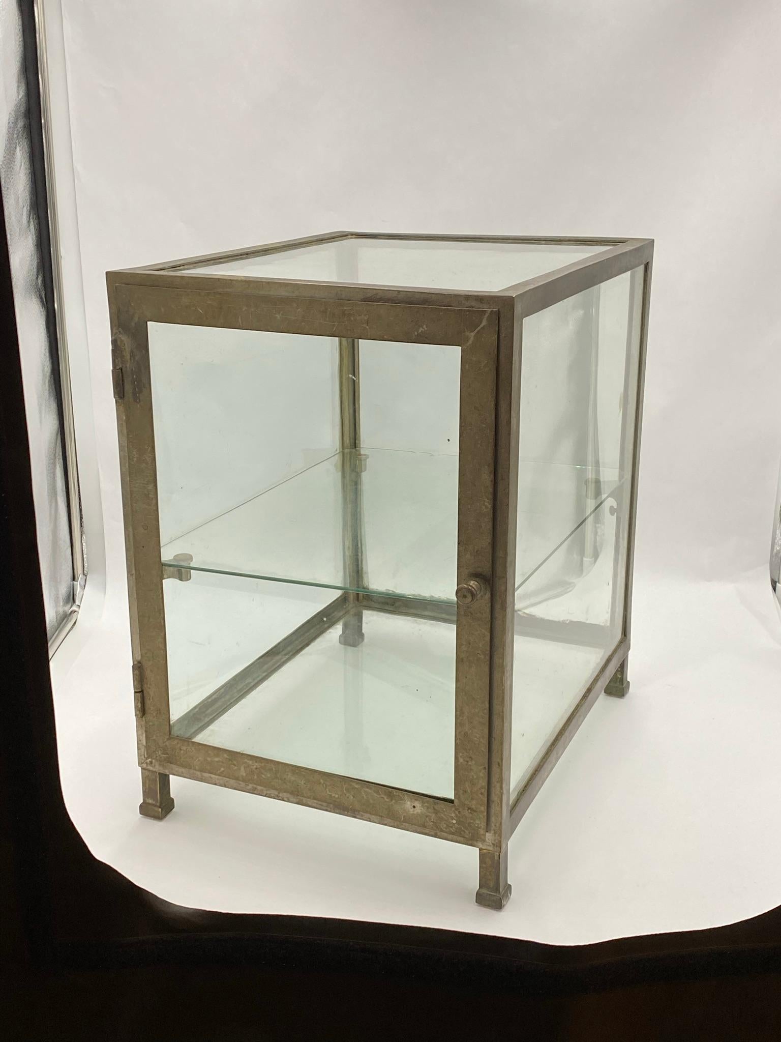 Early 20th C. Nickel Over Brass Counter Top Display Case from France 5