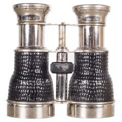 Early 20th C. Nickel Plated Faux Alligator Field Binoculars, c.1930-1940