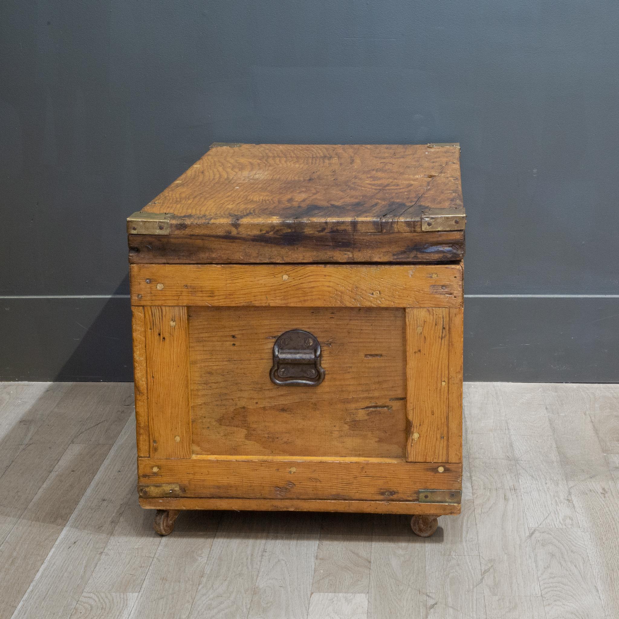 Early 20th C Oak Chest with Brass Corners, c.1940 In Good Condition In San Francisco, CA