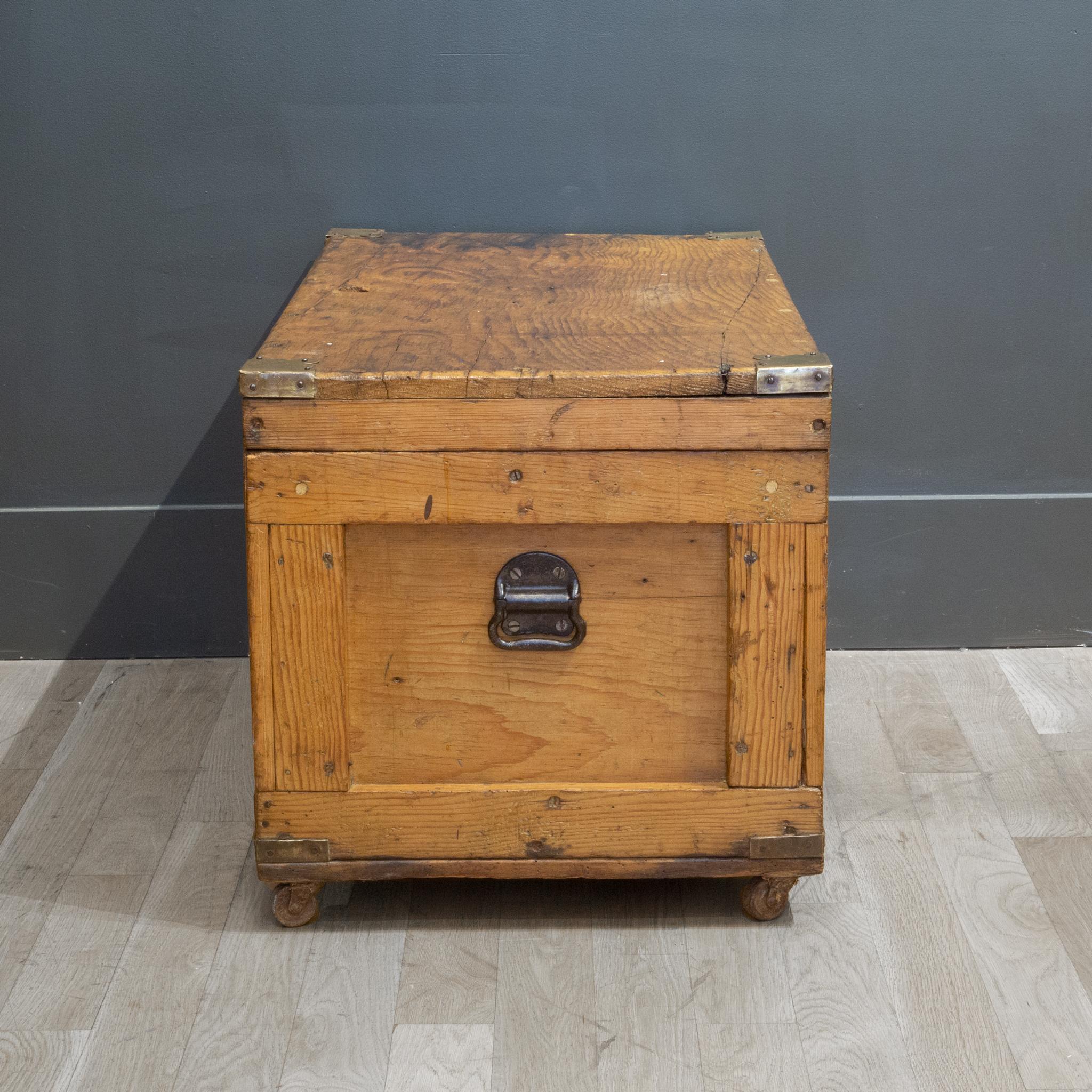 Early 20th C Oak Chest with Brass Corners, c.1940 1
