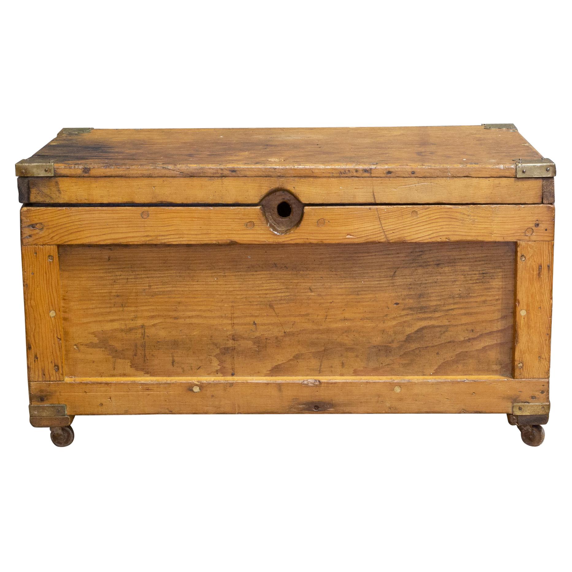 Early 20th C Oak Chest with Brass Corners, c.1940