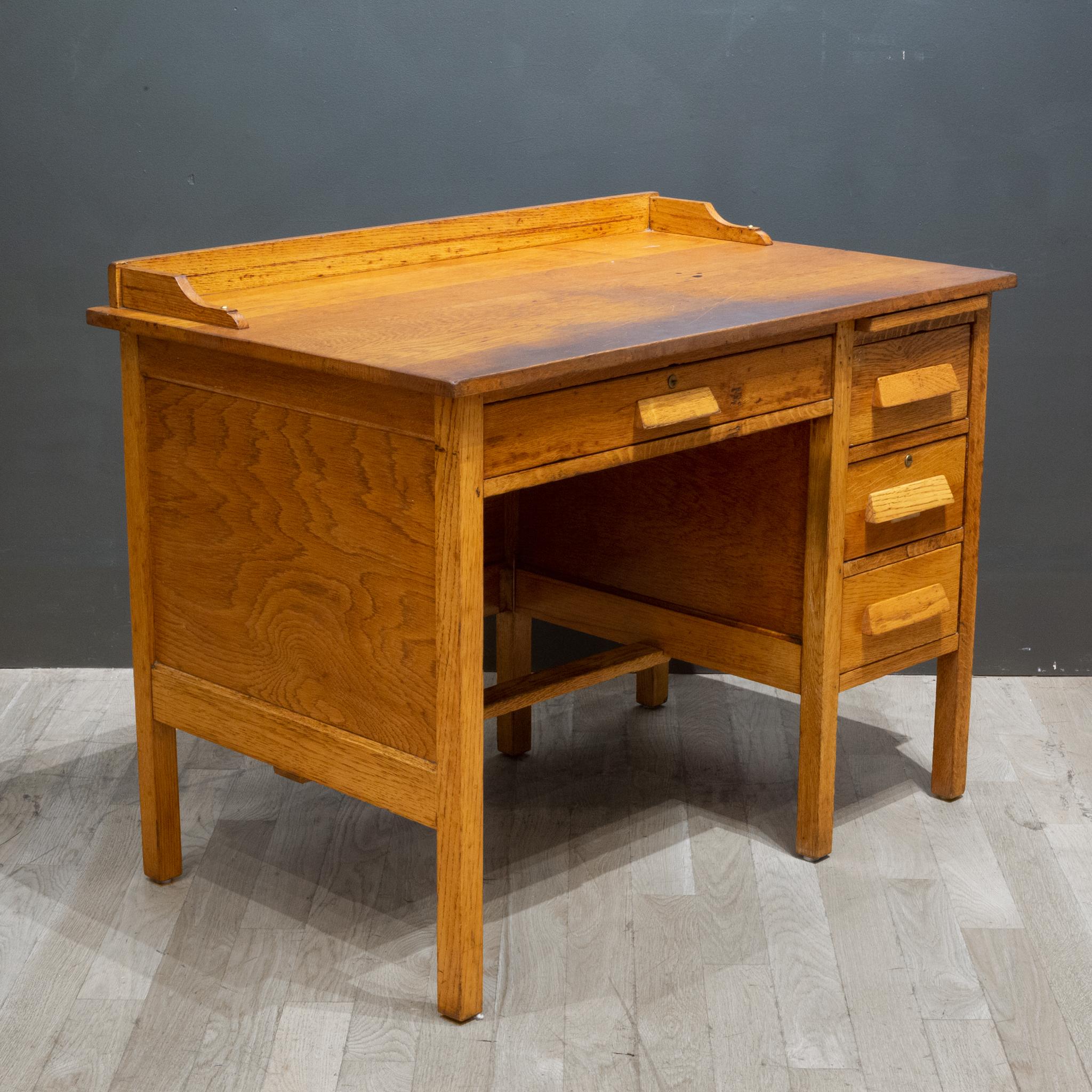 Industrial Early 20th C. Oak Writing Desk, c.1940