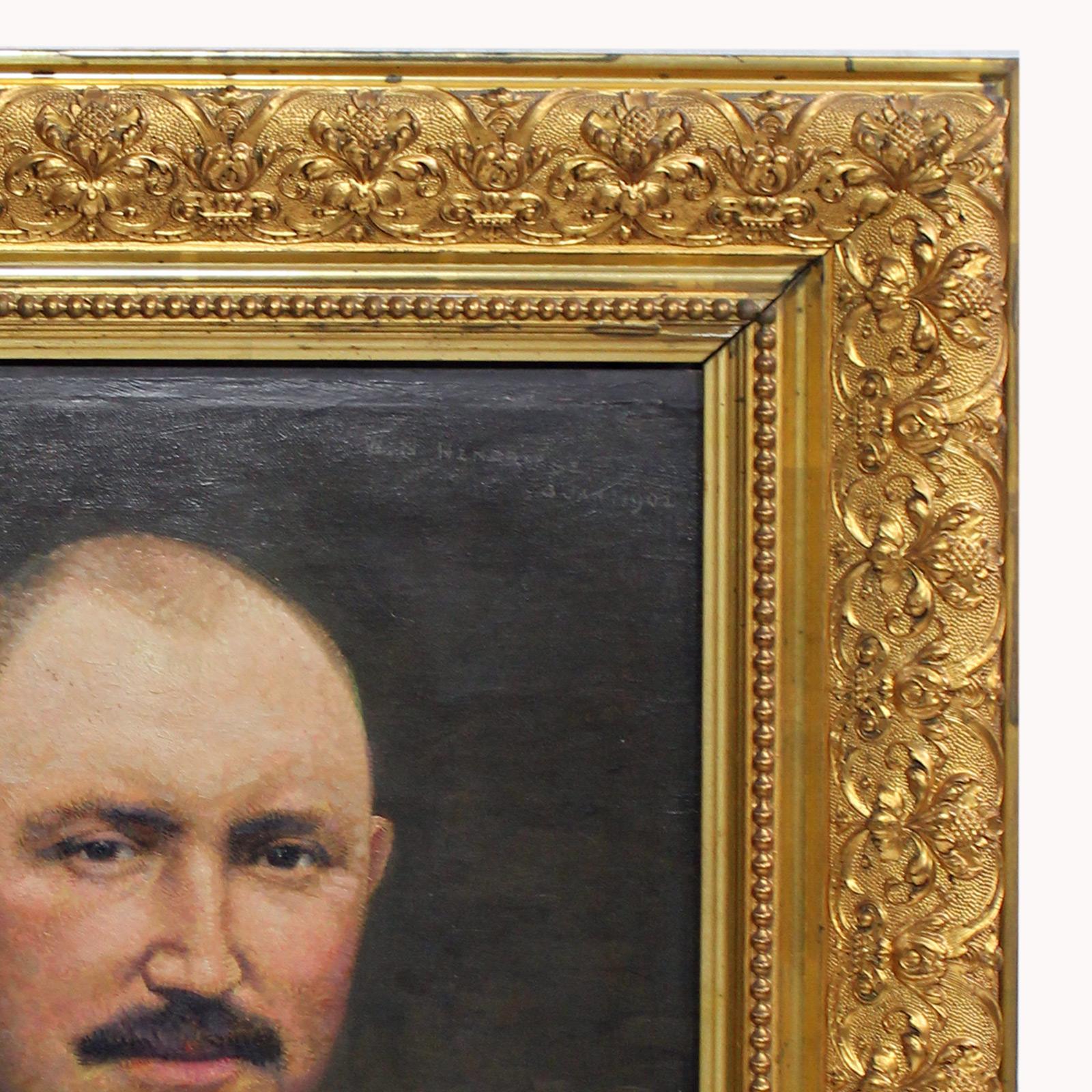 Anfang des 20. Jahrhunderts Ölgemälde Porträt des niederländischen Malers W.N. Hendrikse (Handbemalt) im Angebot