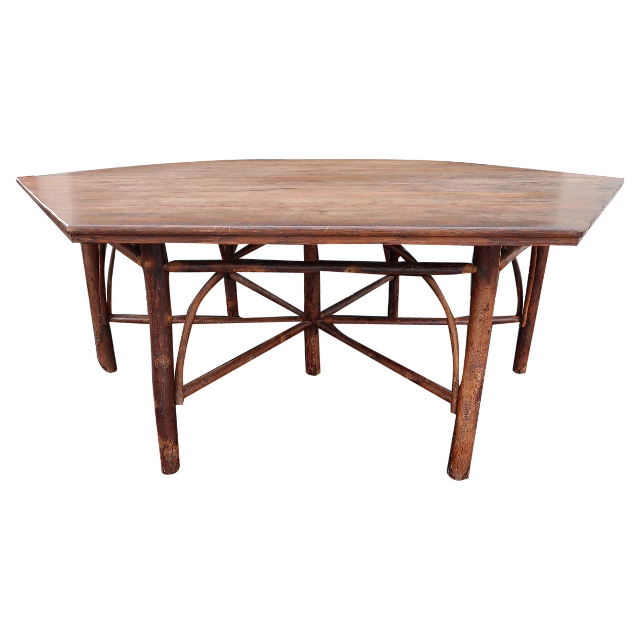 Early 20th C Old Hickory Hexagonal Shaped Dining Table